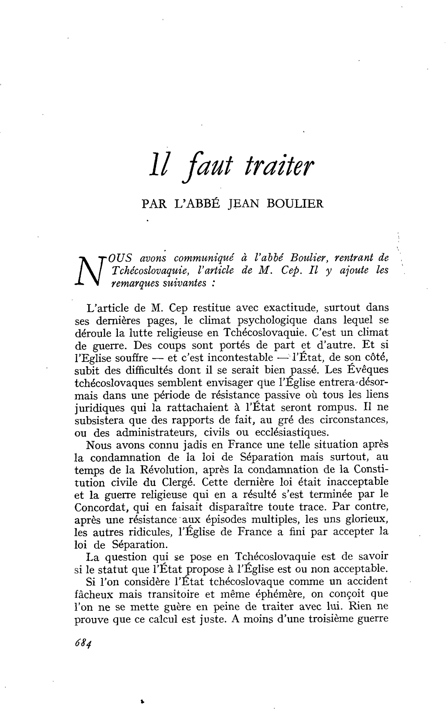 Il faut traiter