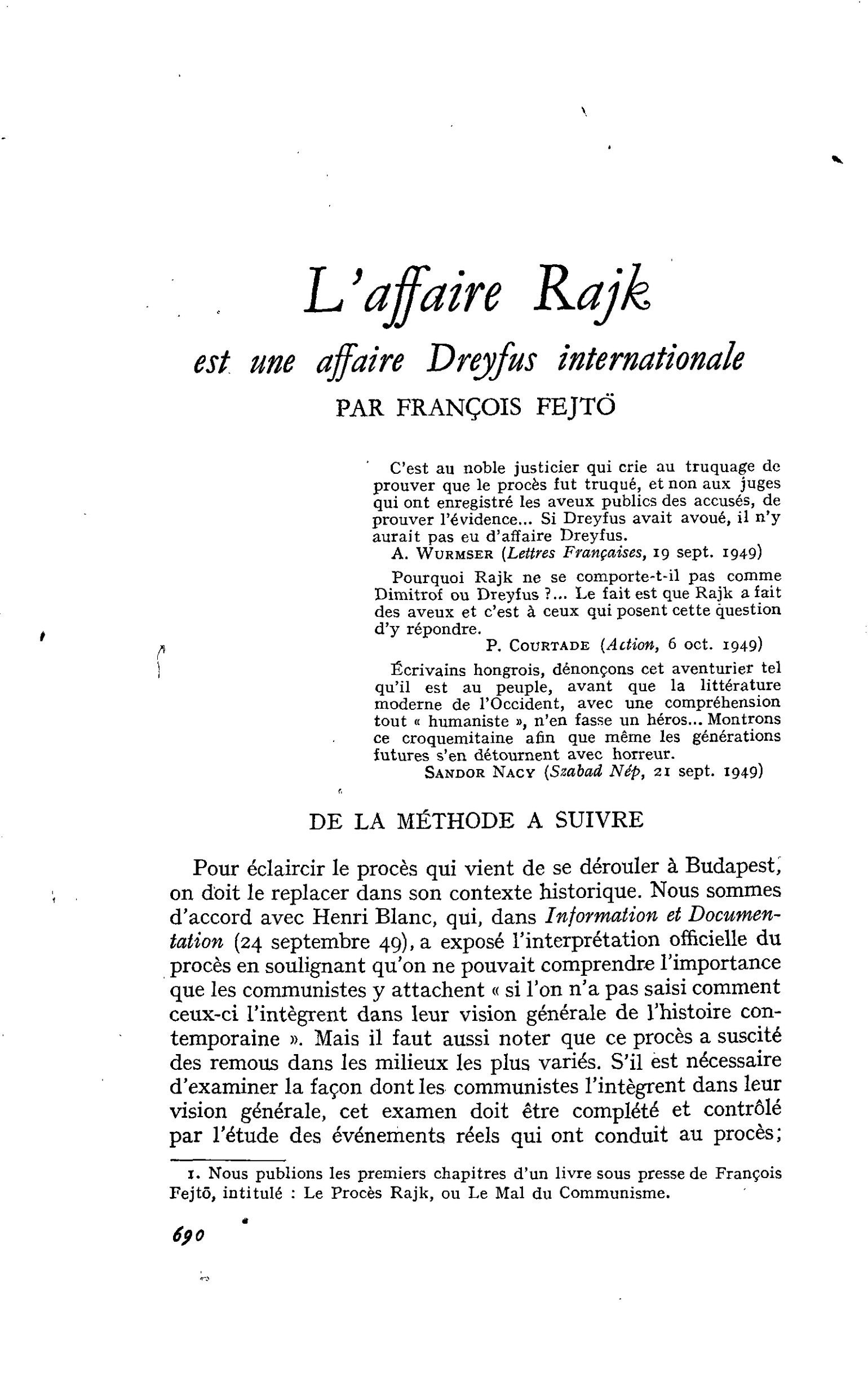 L’affaire Rajk est une affaire Dreyfus internationale