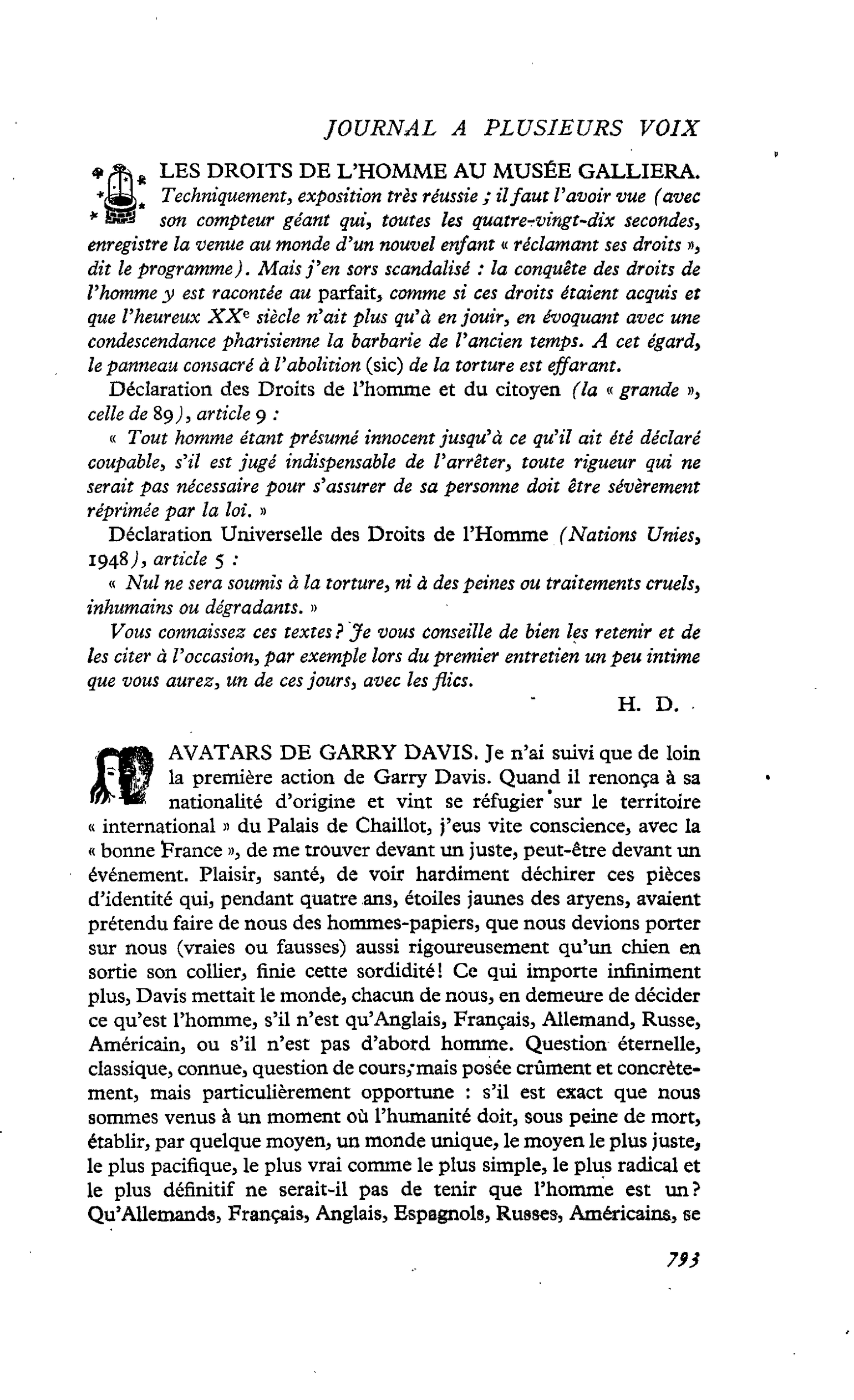 LES DROITS DE L’HOMME AU MUSÉE GALLIERA