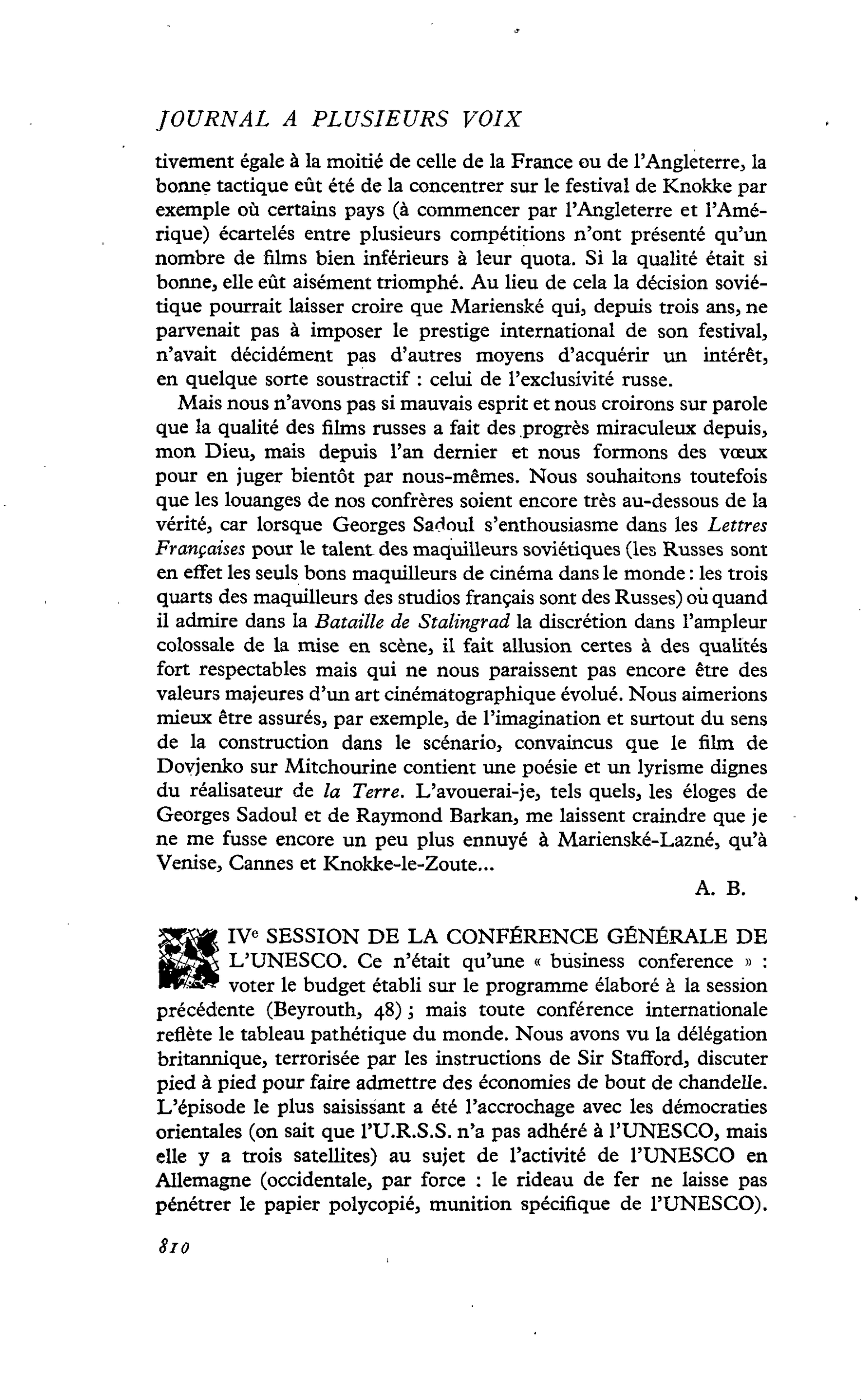 IVe SESSION DE LA CONFÉRENCE GÉNÉRALE DE L’UNESCO