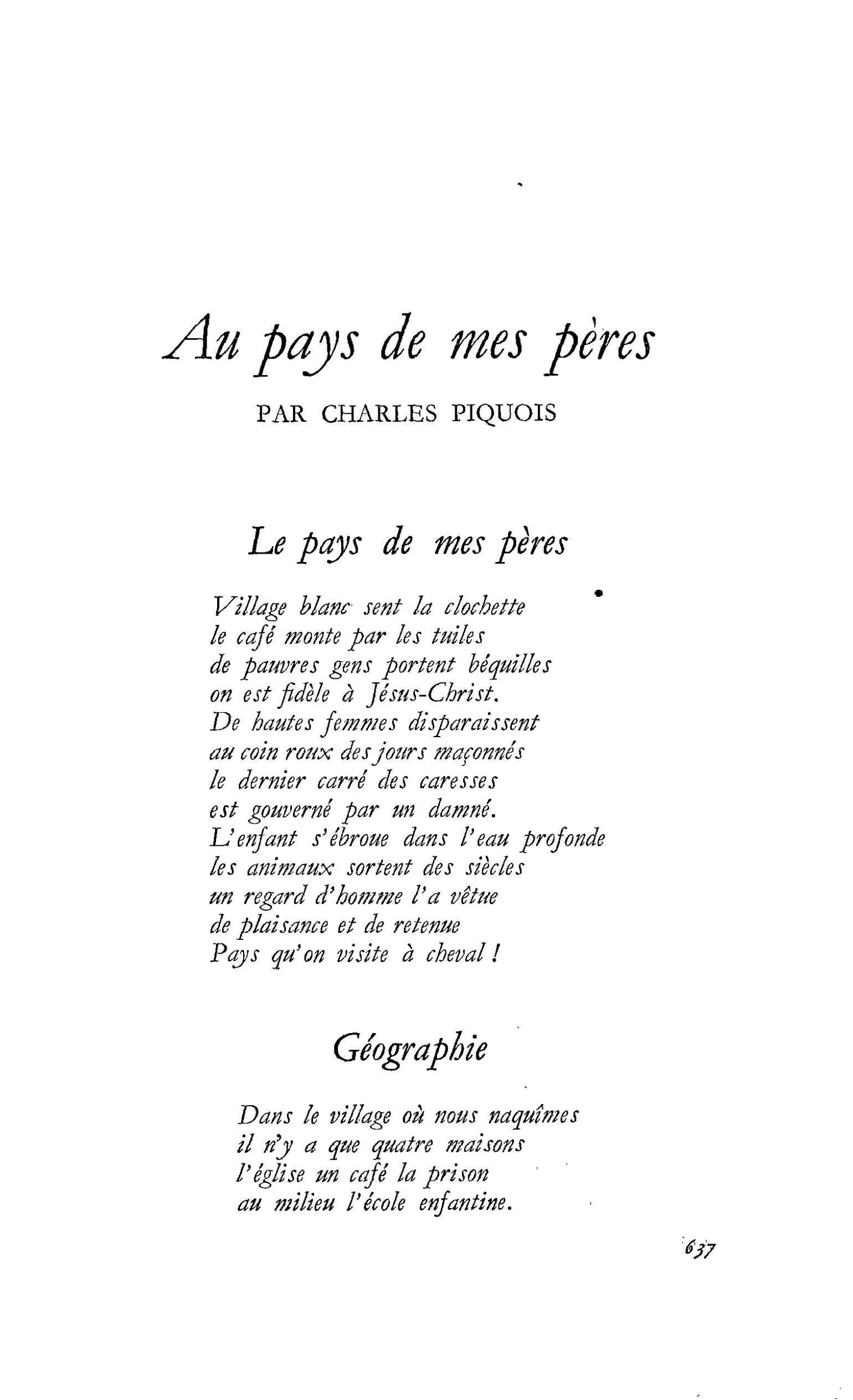 Au pays de mes pères