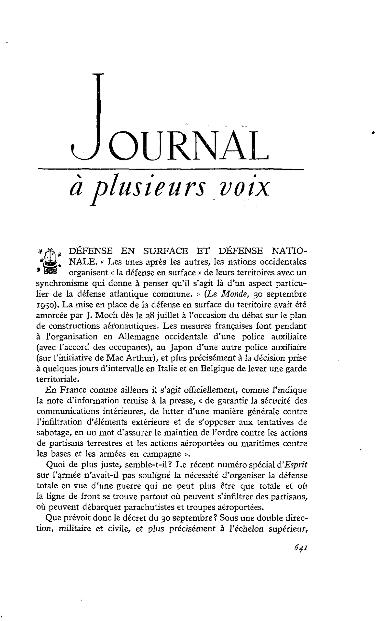 Défense en surgace et defense nationale