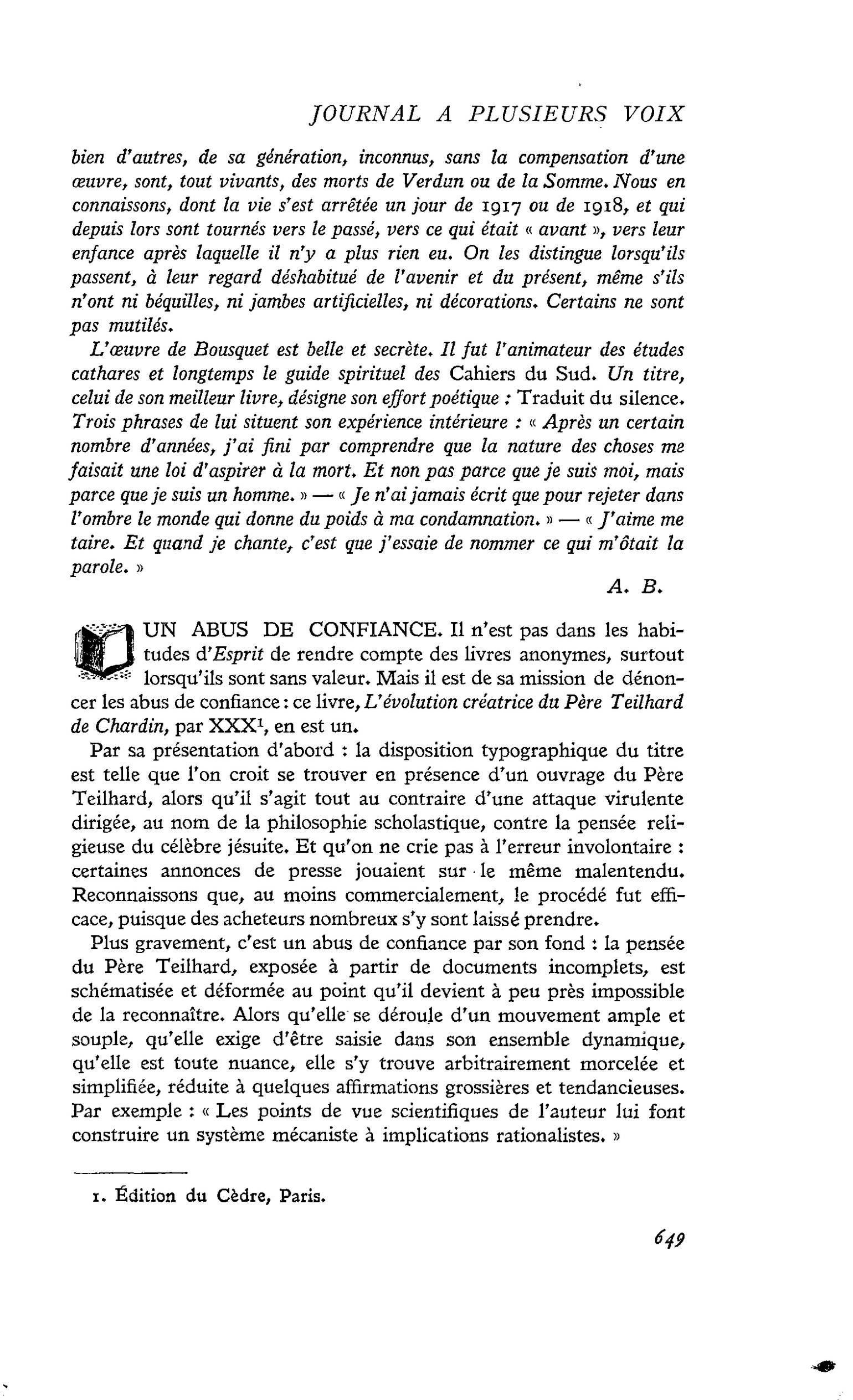 UN ABUS DE CONFIANCE