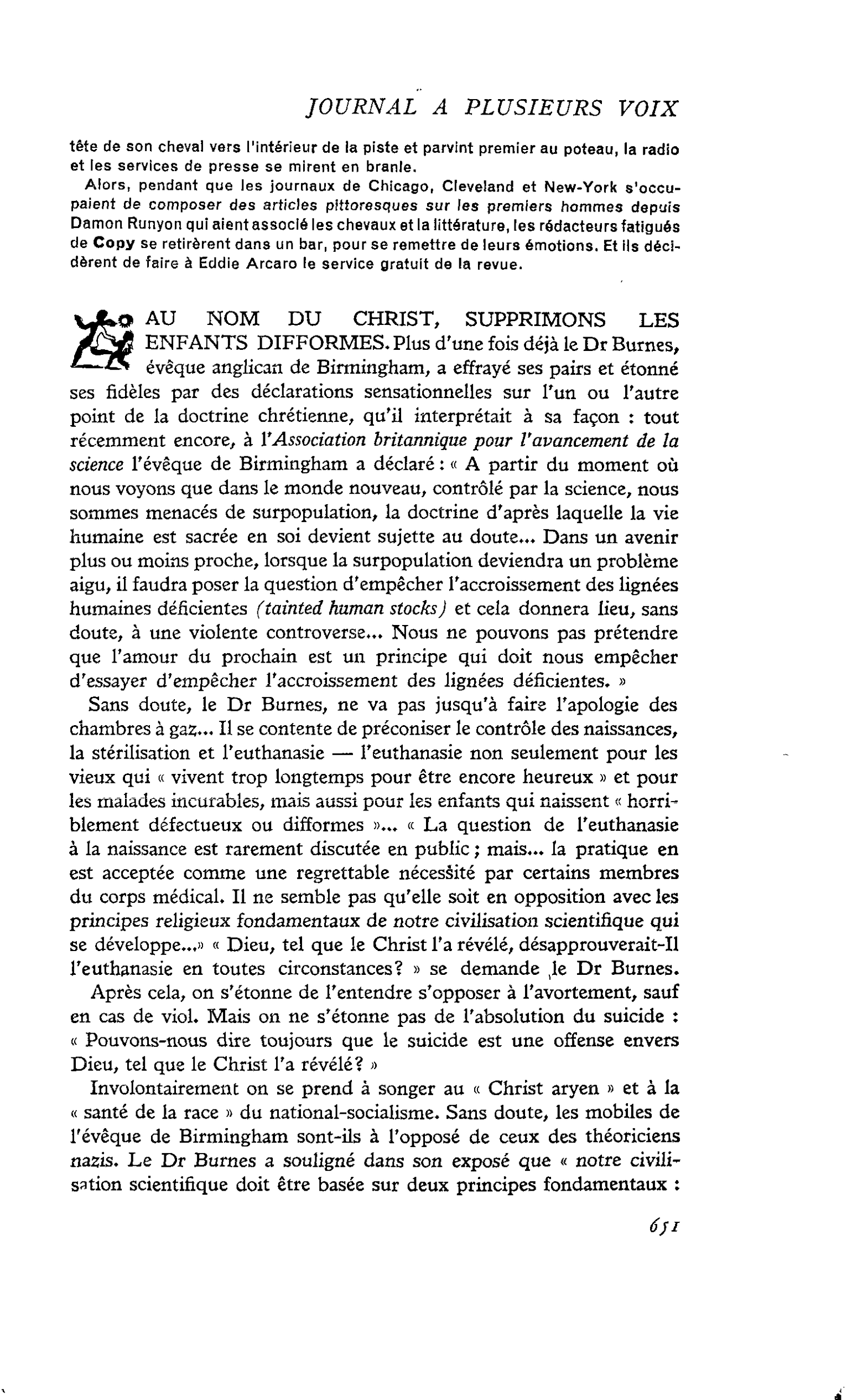 AU NOM DU CHRIST, SUPPRIMONS LES ENFANTS DIFFORMES