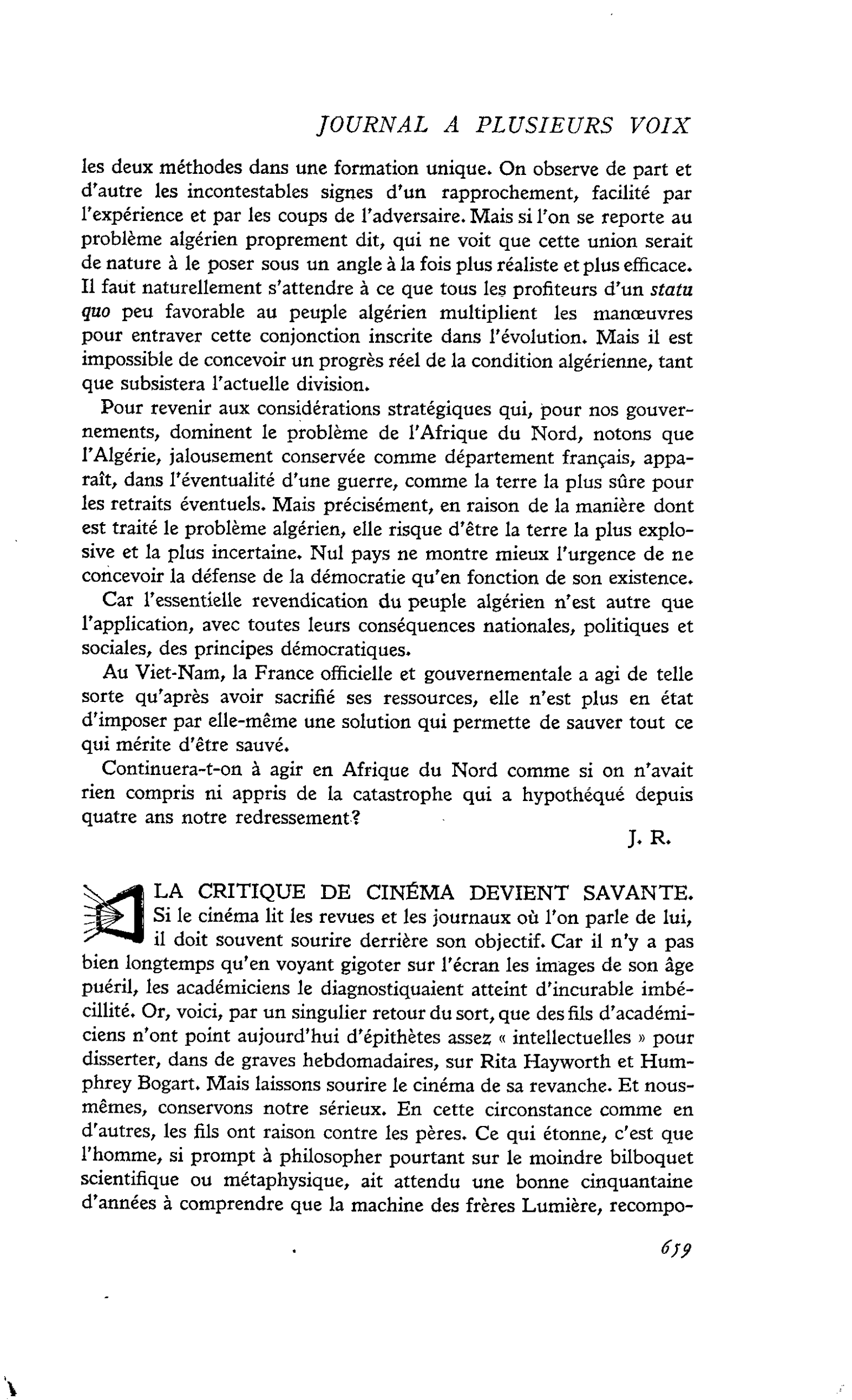 LA CRITIQUE DE CINÉMA DEVIENT SAVANTE