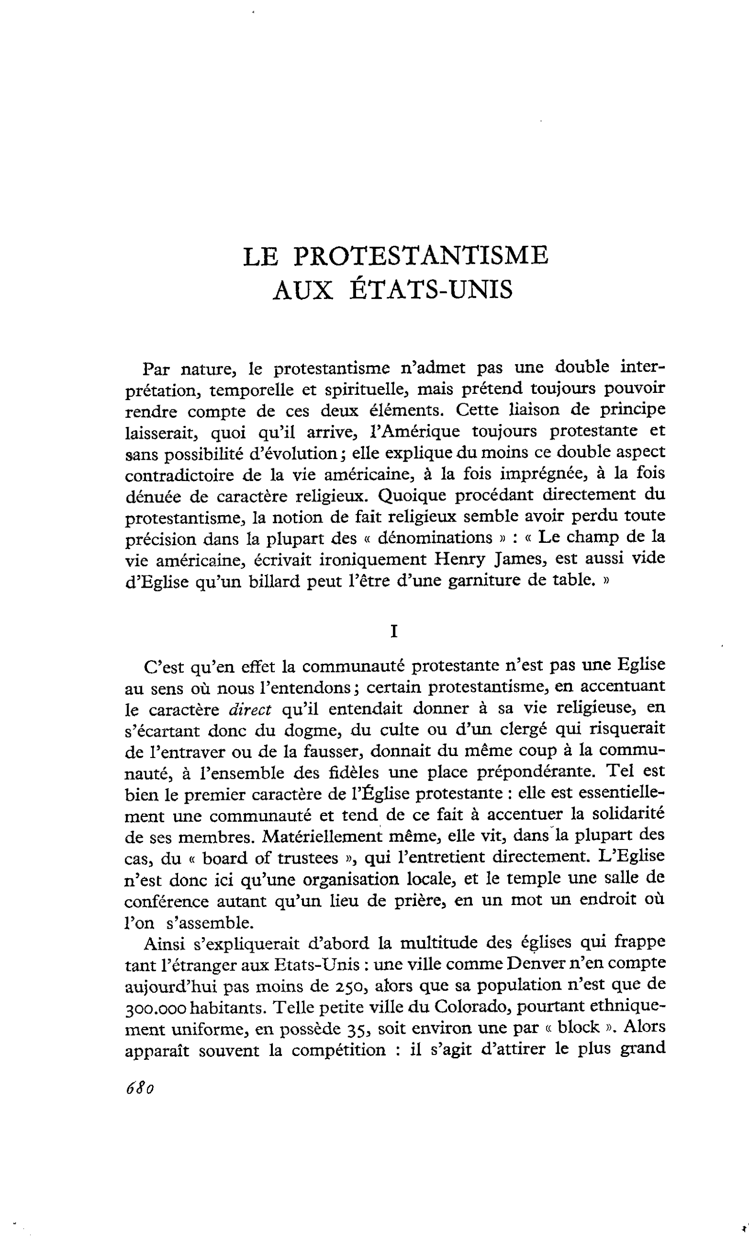 LE PROTESTANTISME AUX ÉTATS-UNIS
