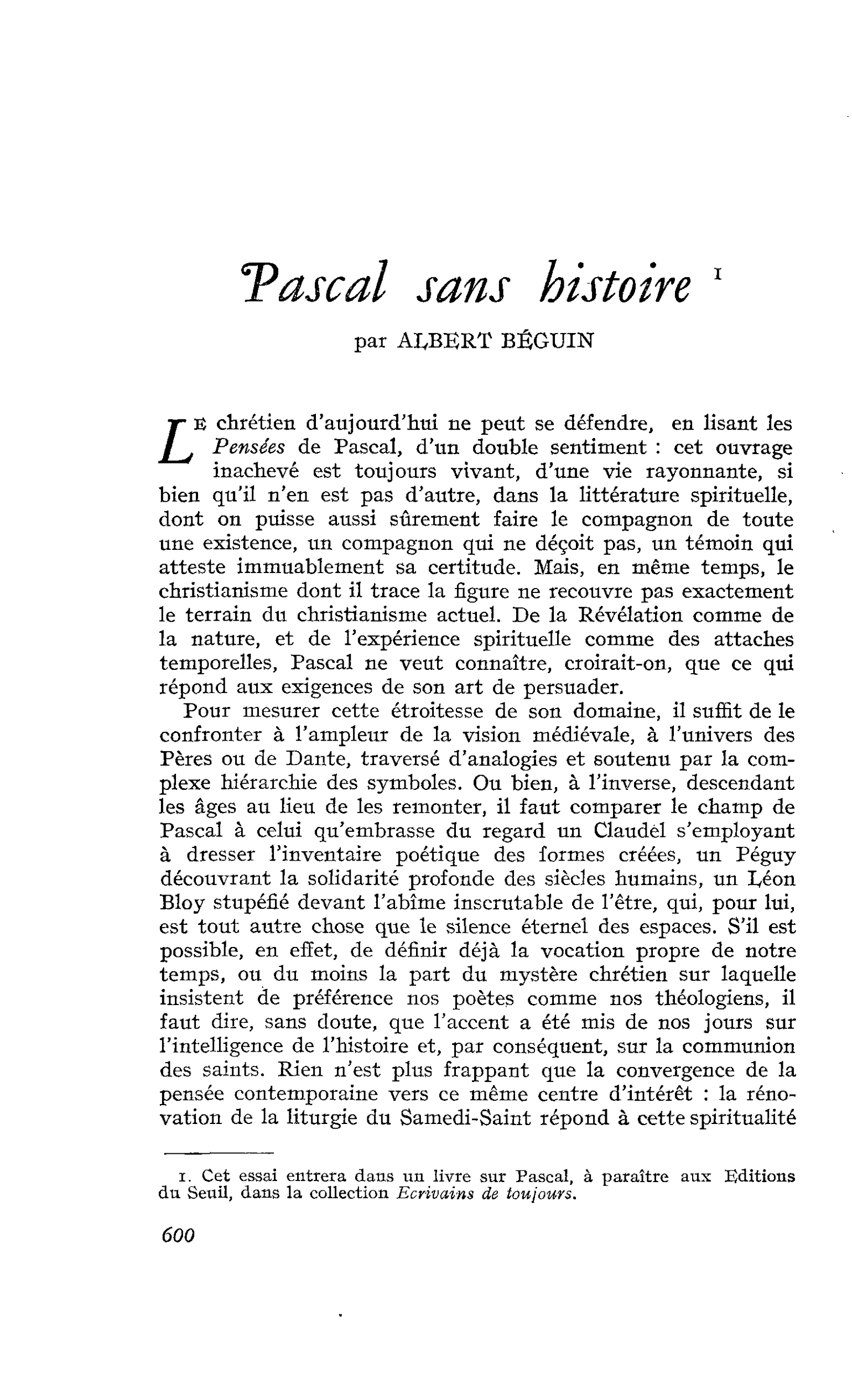 Pascal sans histoire