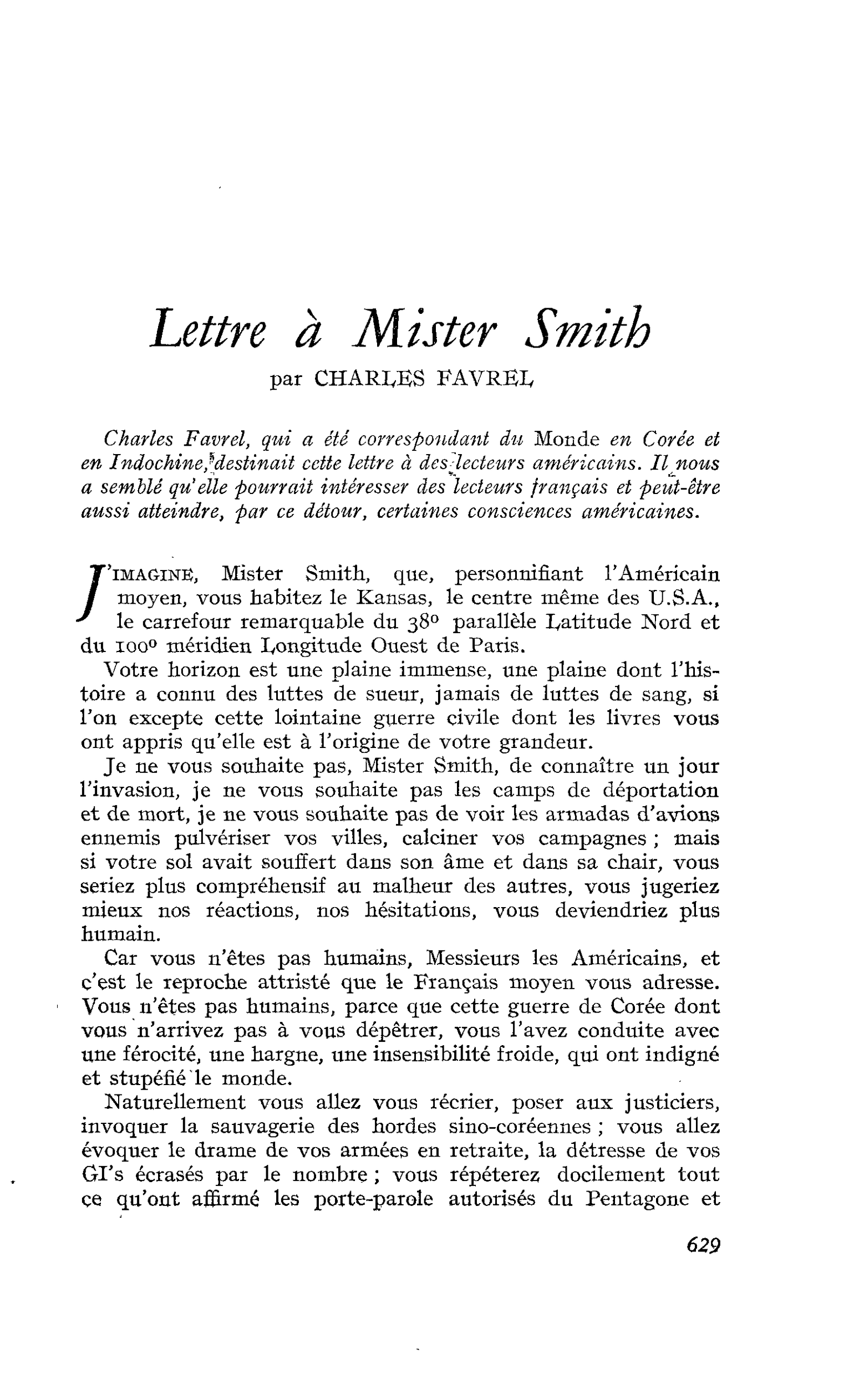 Lettre à Mister Smith