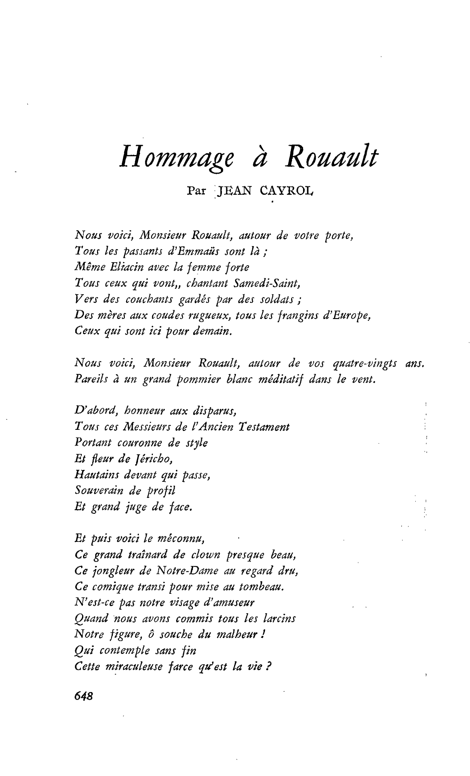 Hommage à Rouault