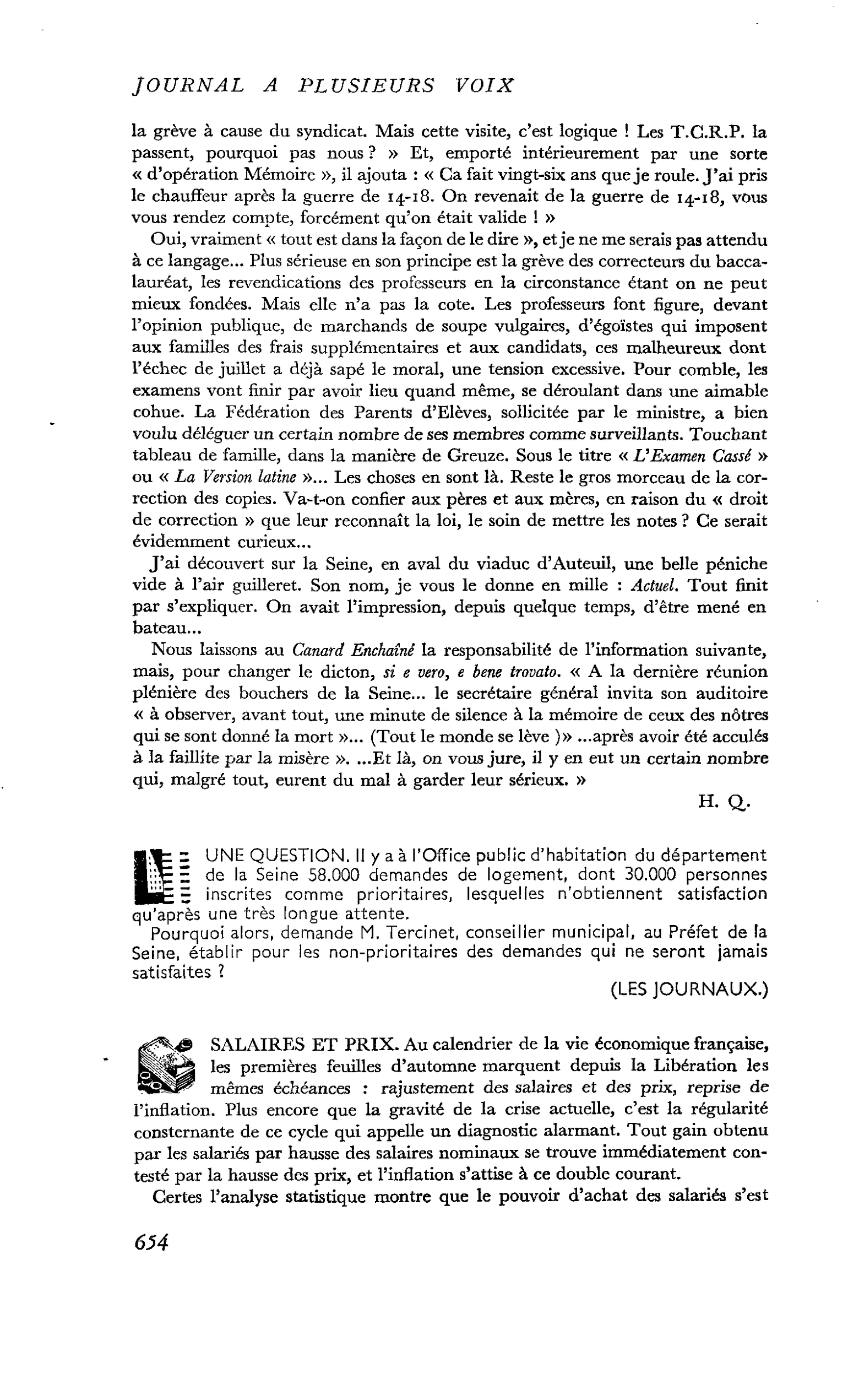SALAIRES ET PRIX