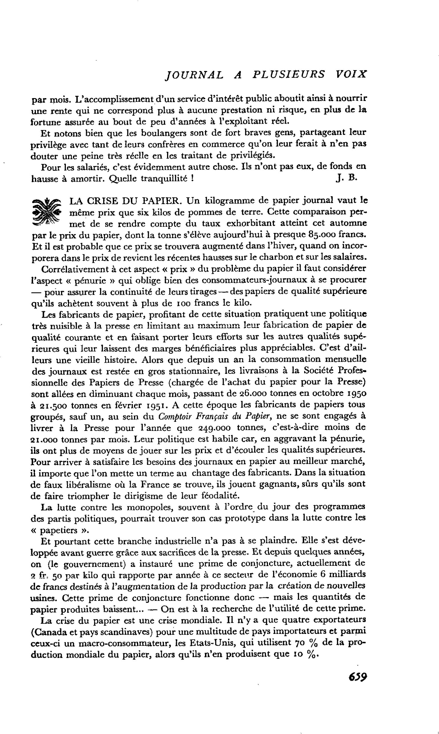 LA CRISE DU PAPIER