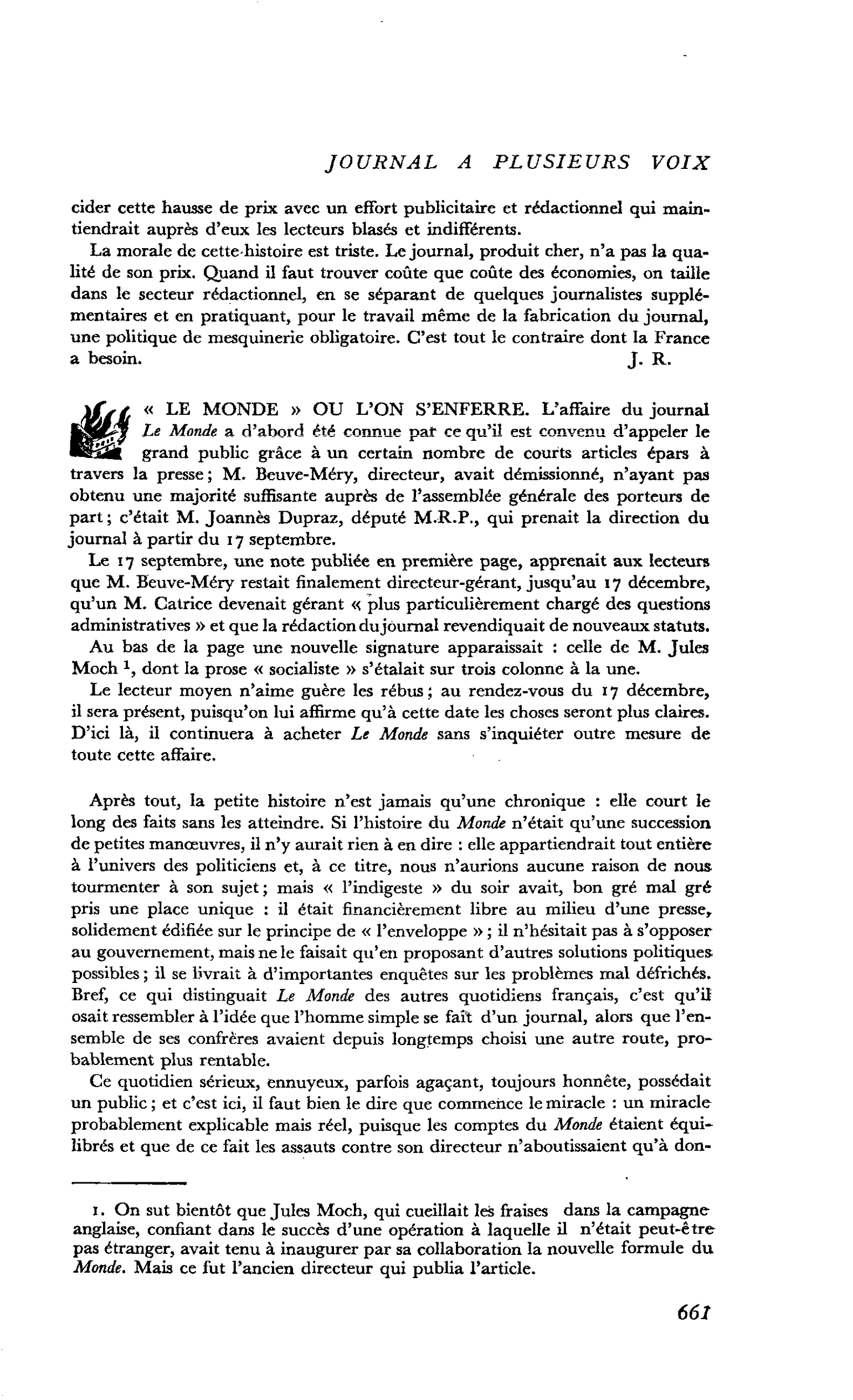 « LE MONDE » OU L’ON S’ENFERRE