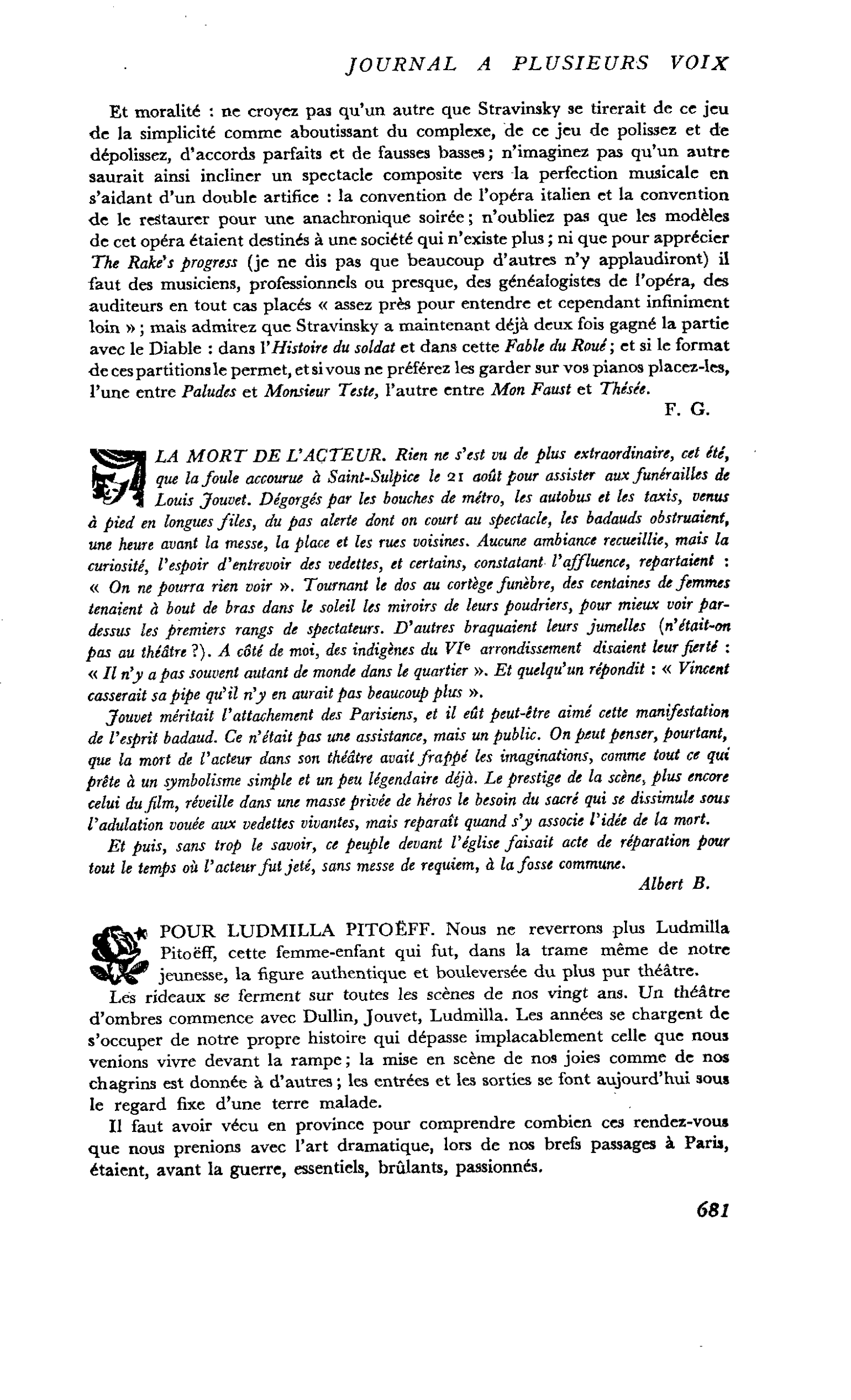 POUR LUDMILLA PITOËFF