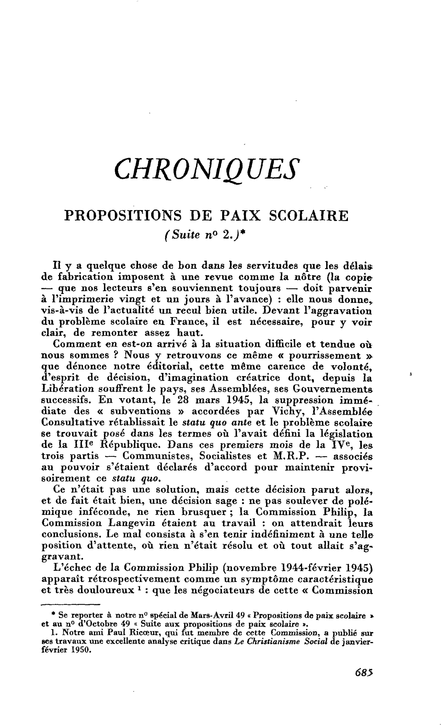 PROPOSITIONS DE PAIX SCOLAIRE (Suite n° 2.)