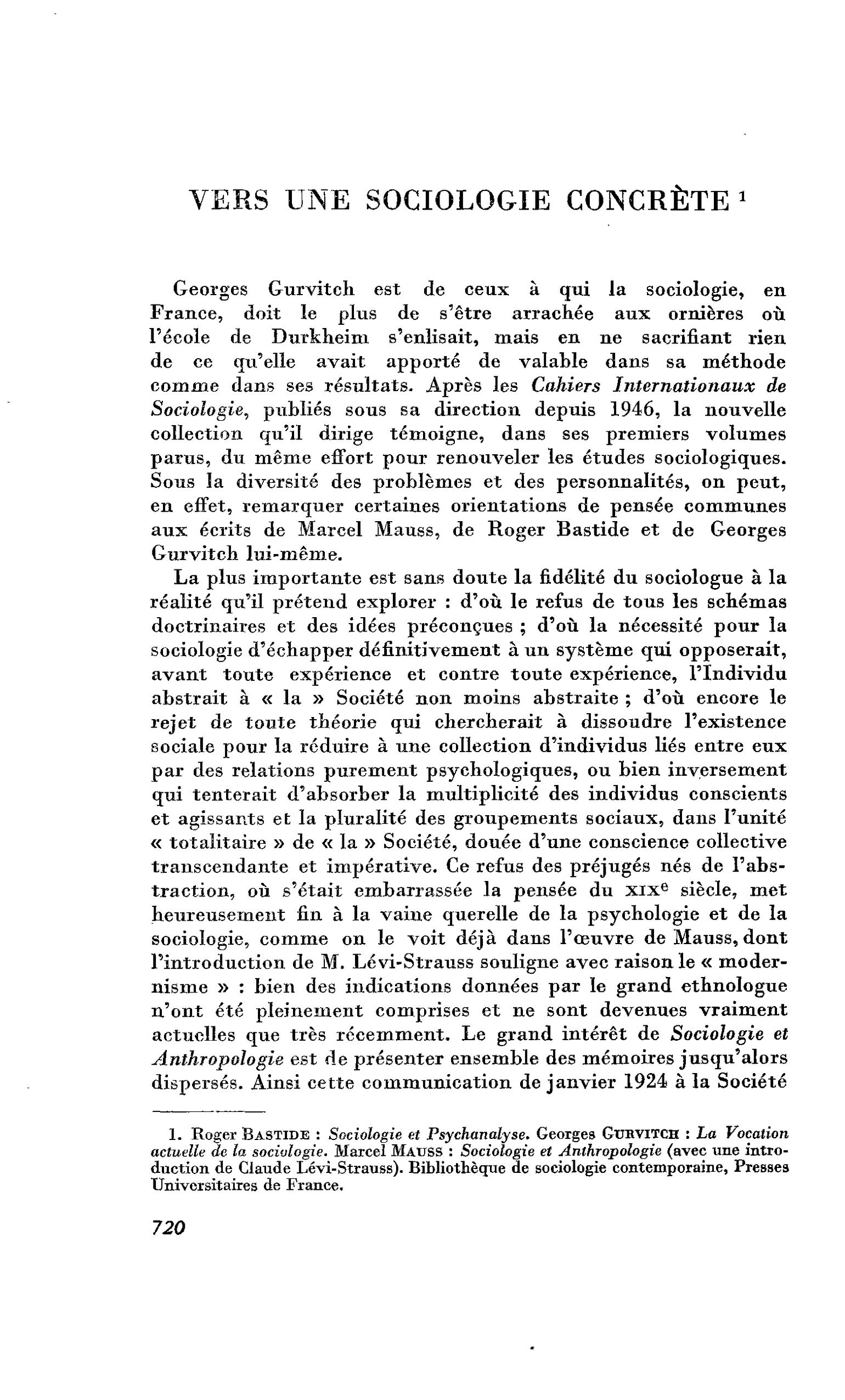 Vers une sociologie concrète