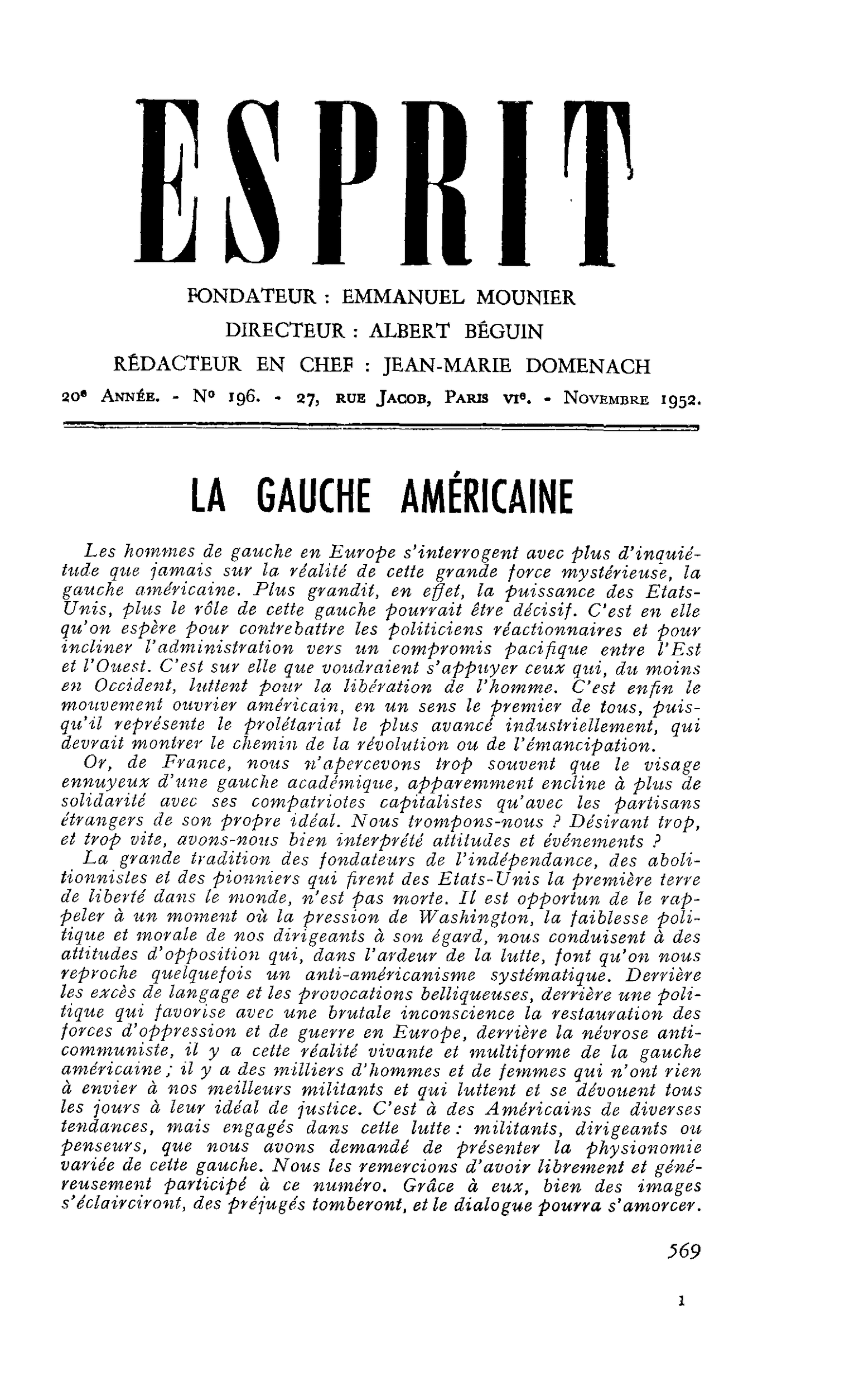 LA GAUCHE AMÉRICAINE