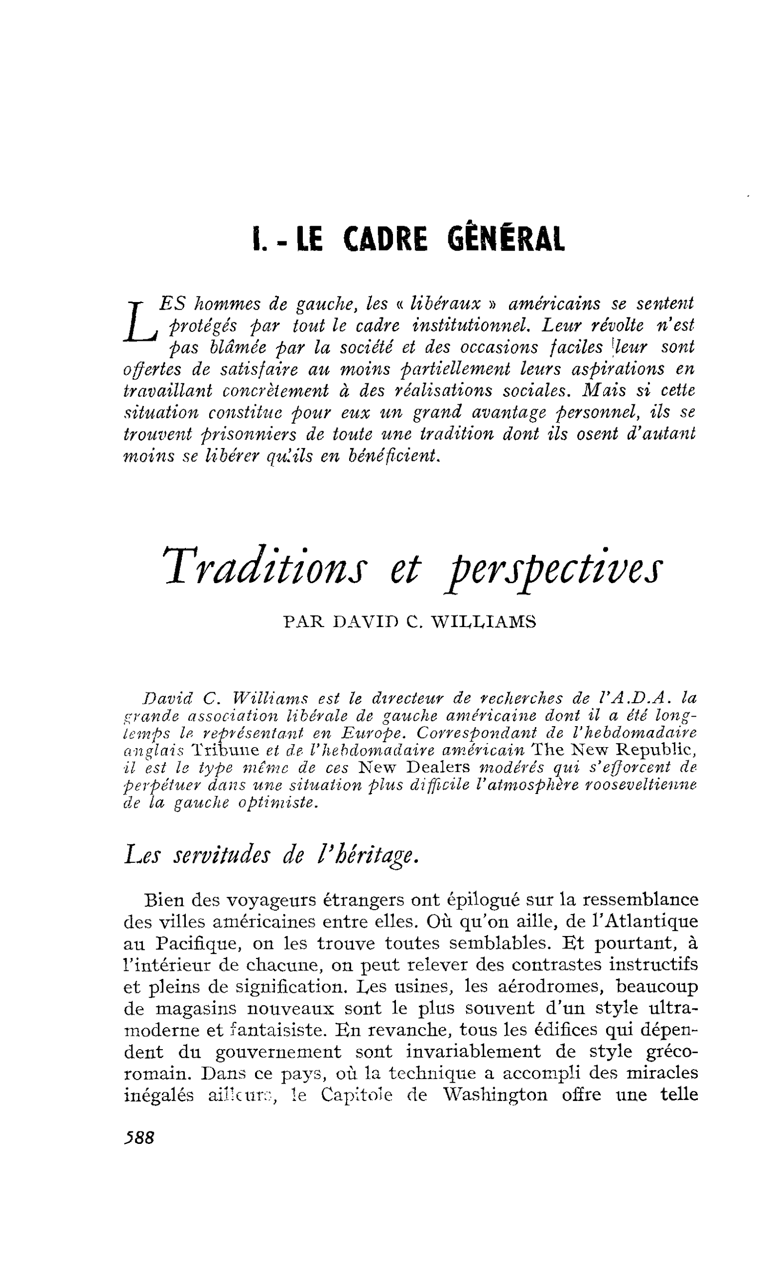 Traditions et perspectives