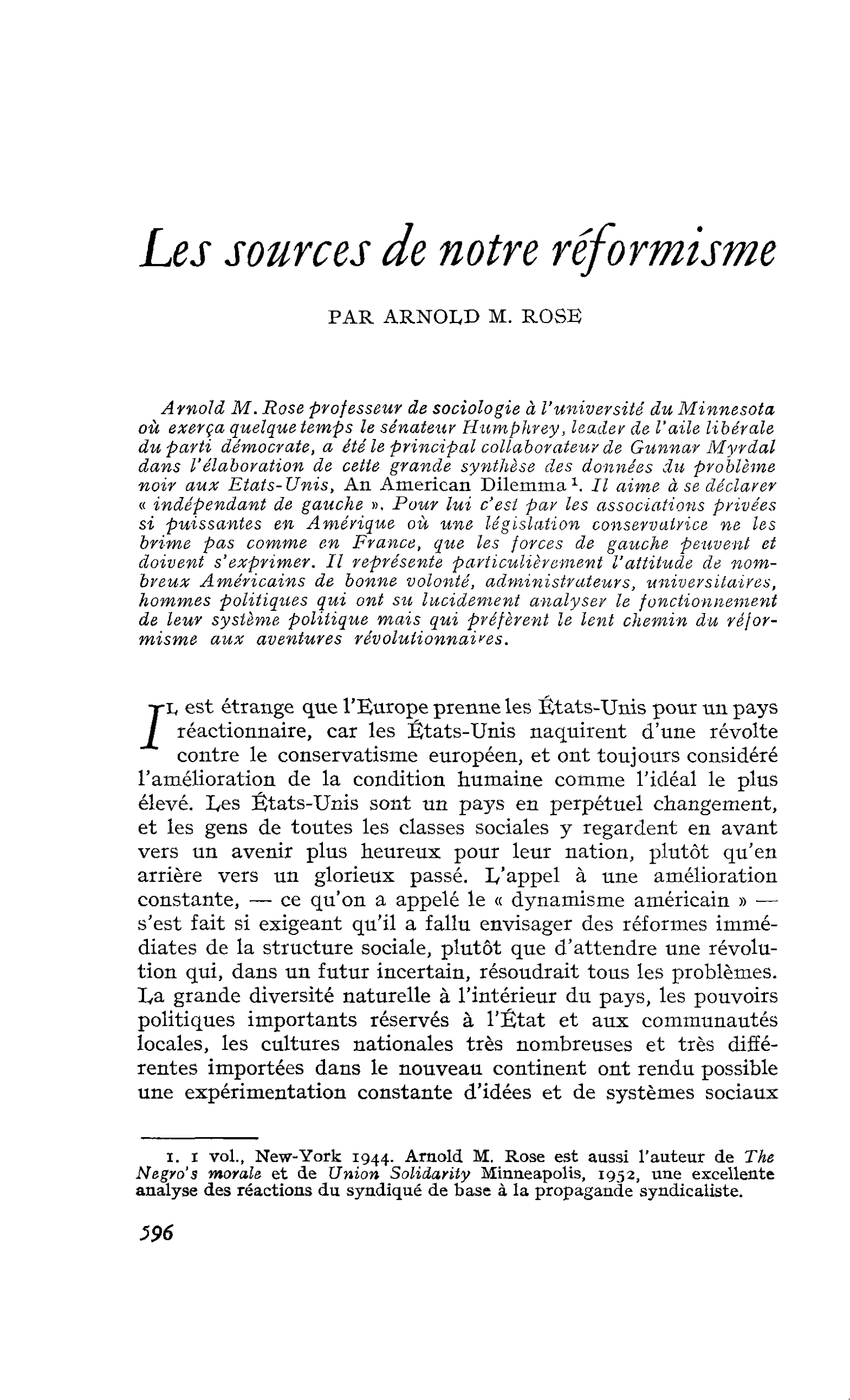 Les sources de notre réformisme