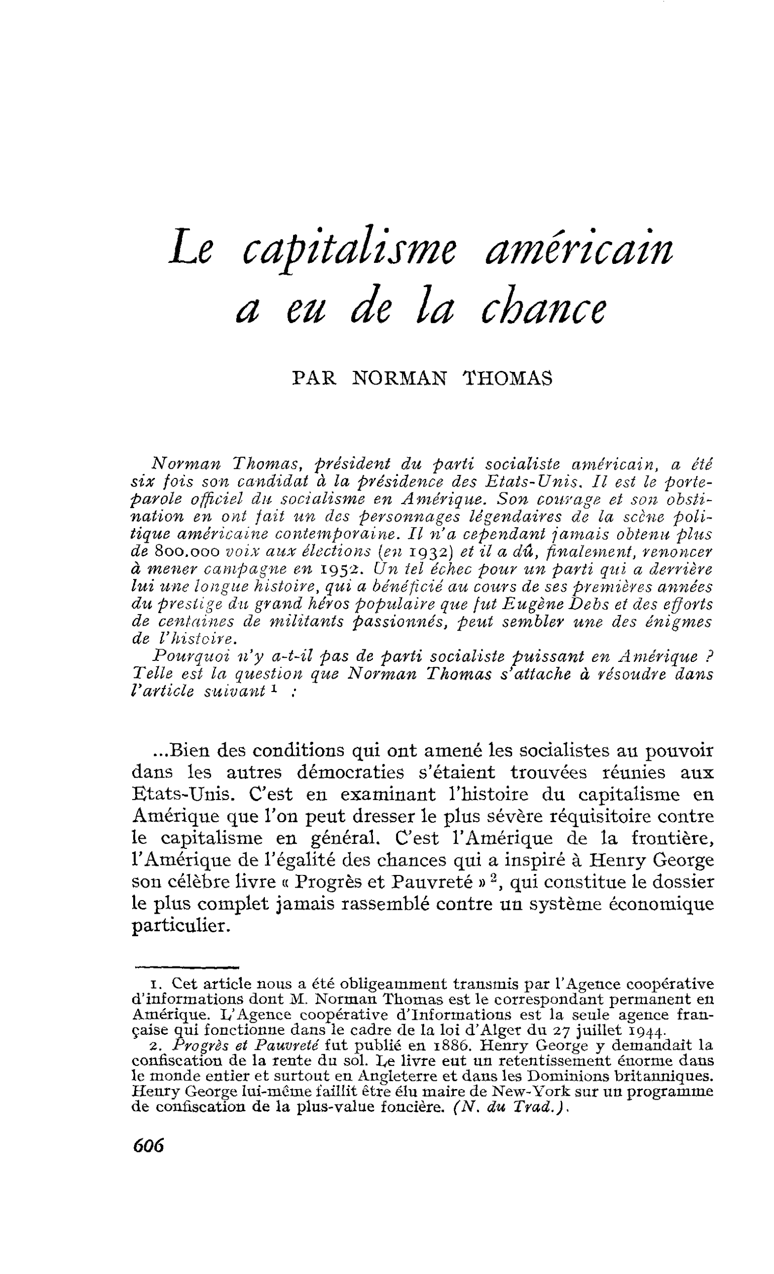 Le capitalisme américain a eu de la chance