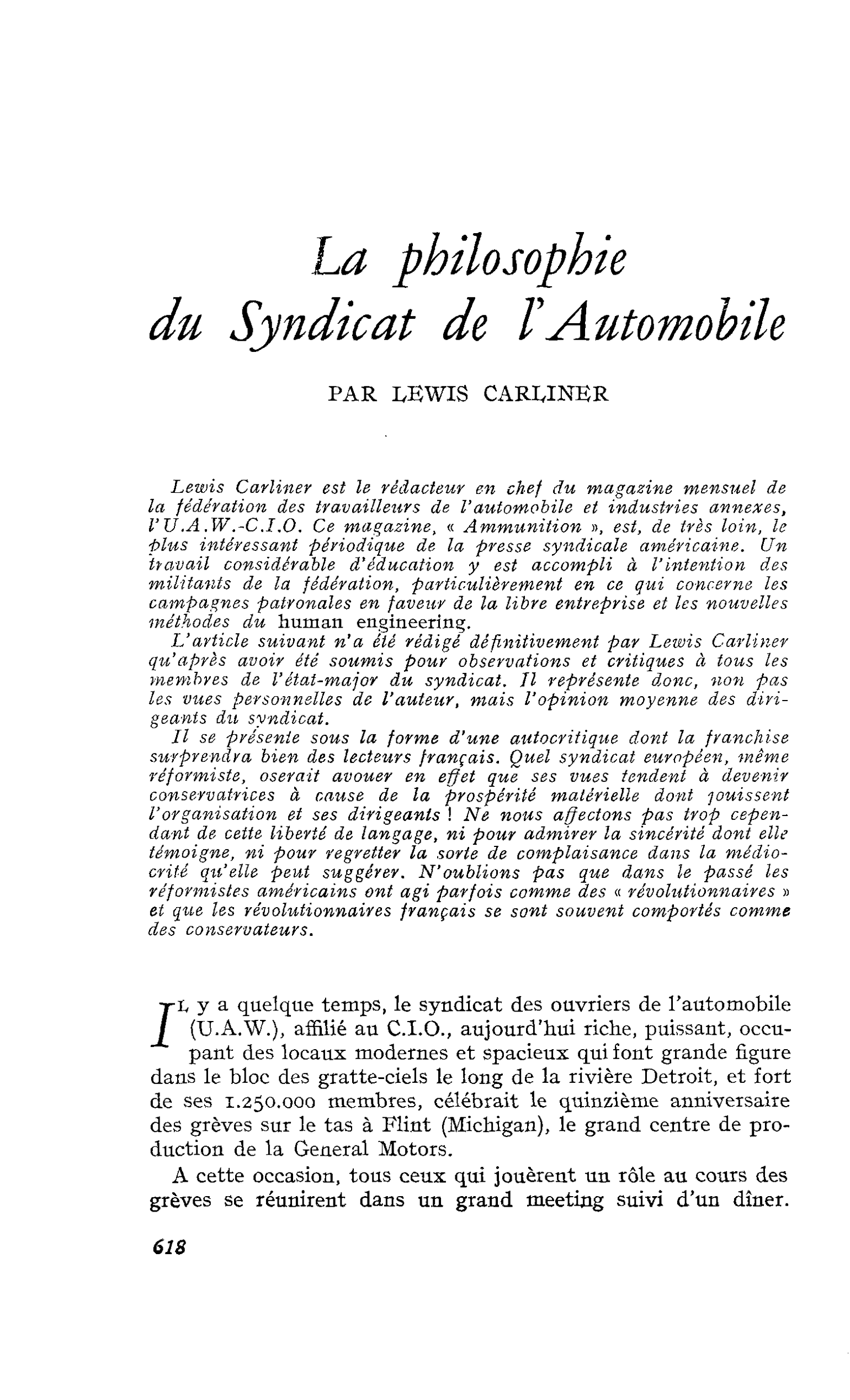 La philosophie du Syndicat de l’Automobile