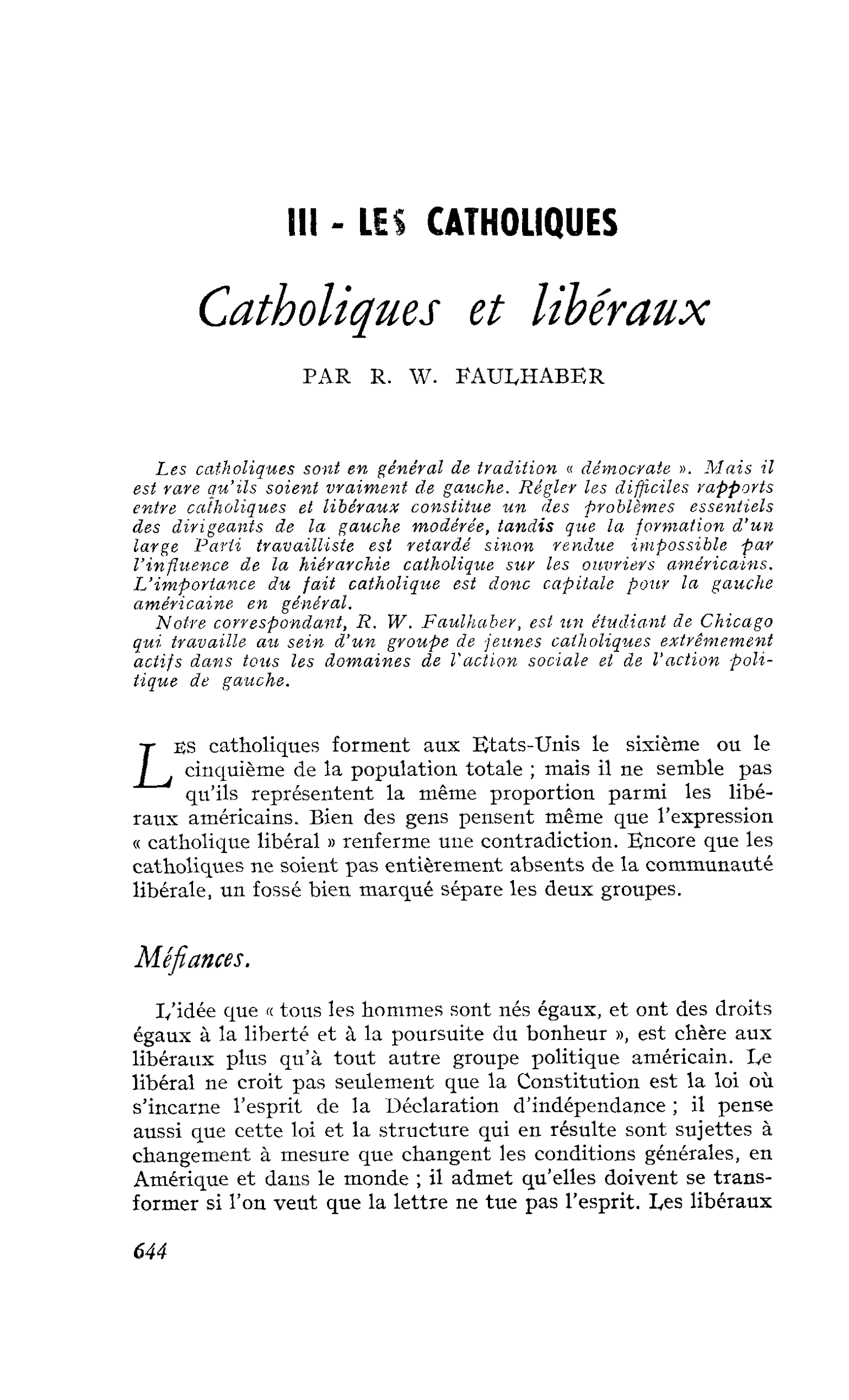 Catholiques et libéraux
