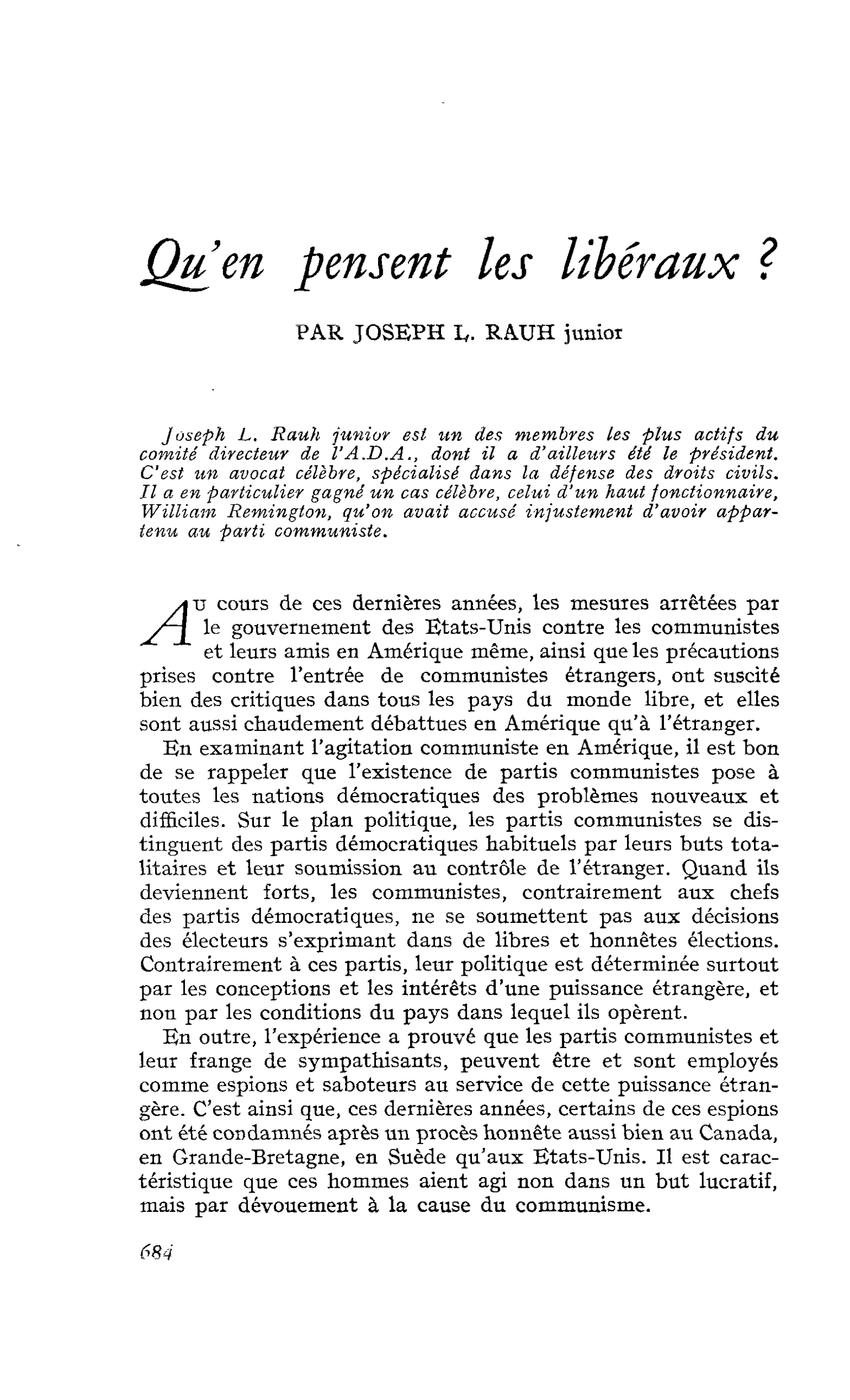 Qu’en pensent les libéraux ?