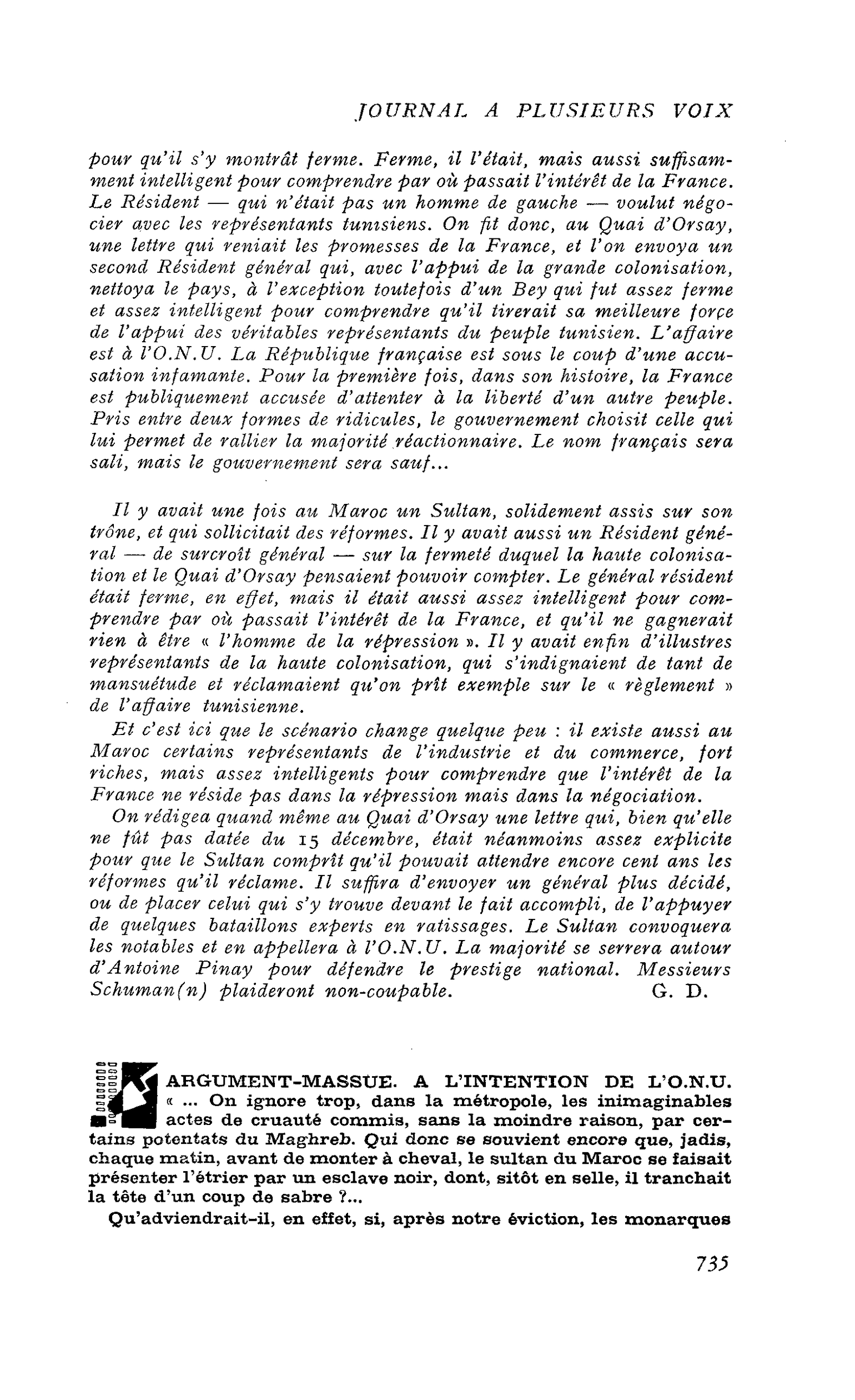 ARGUMENT-MASSUE. A L’INTENTION DE L’O.N.U.