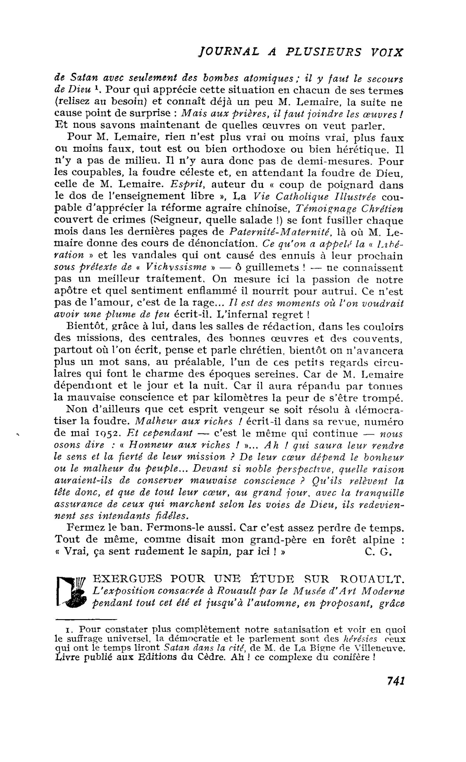 EXERGUES POUR UNE ÉTUDE SUR ROUAULT
