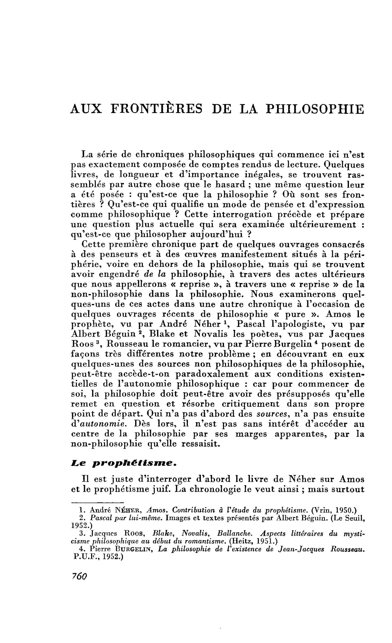 Aux frontières de la philosophie