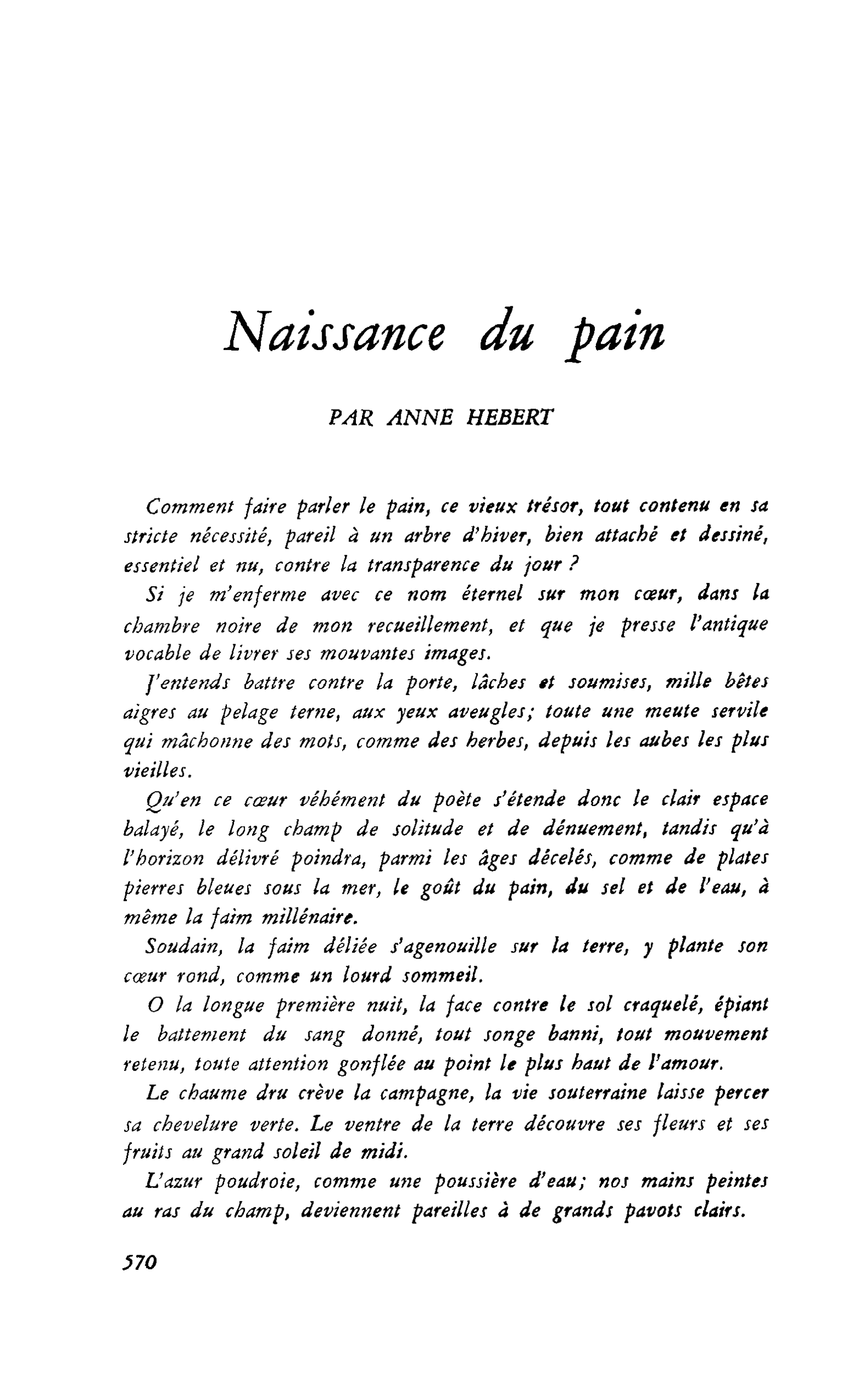 Naissance du pain