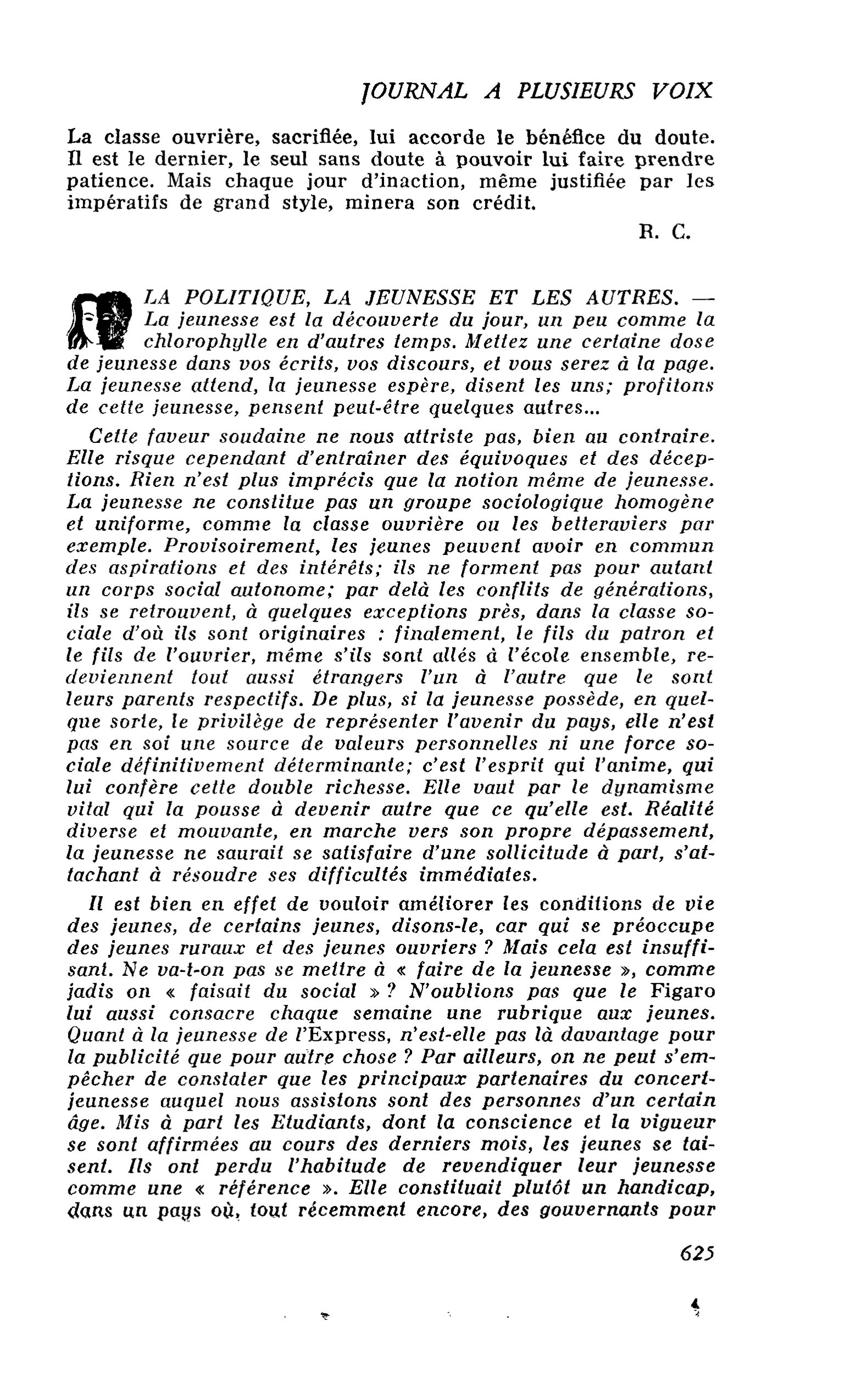 LA POLITIQUE, LA JEUNESSE ET LES AUTRES