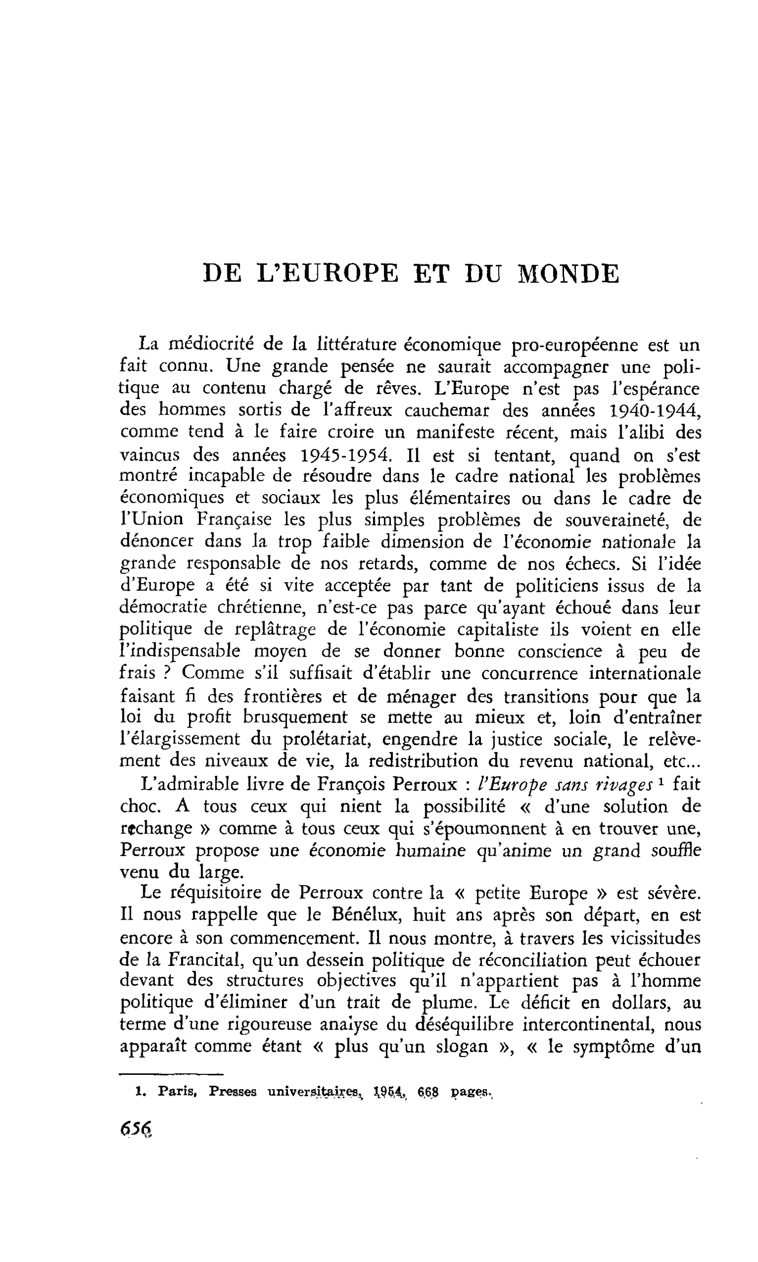 De l’Europe et du monde