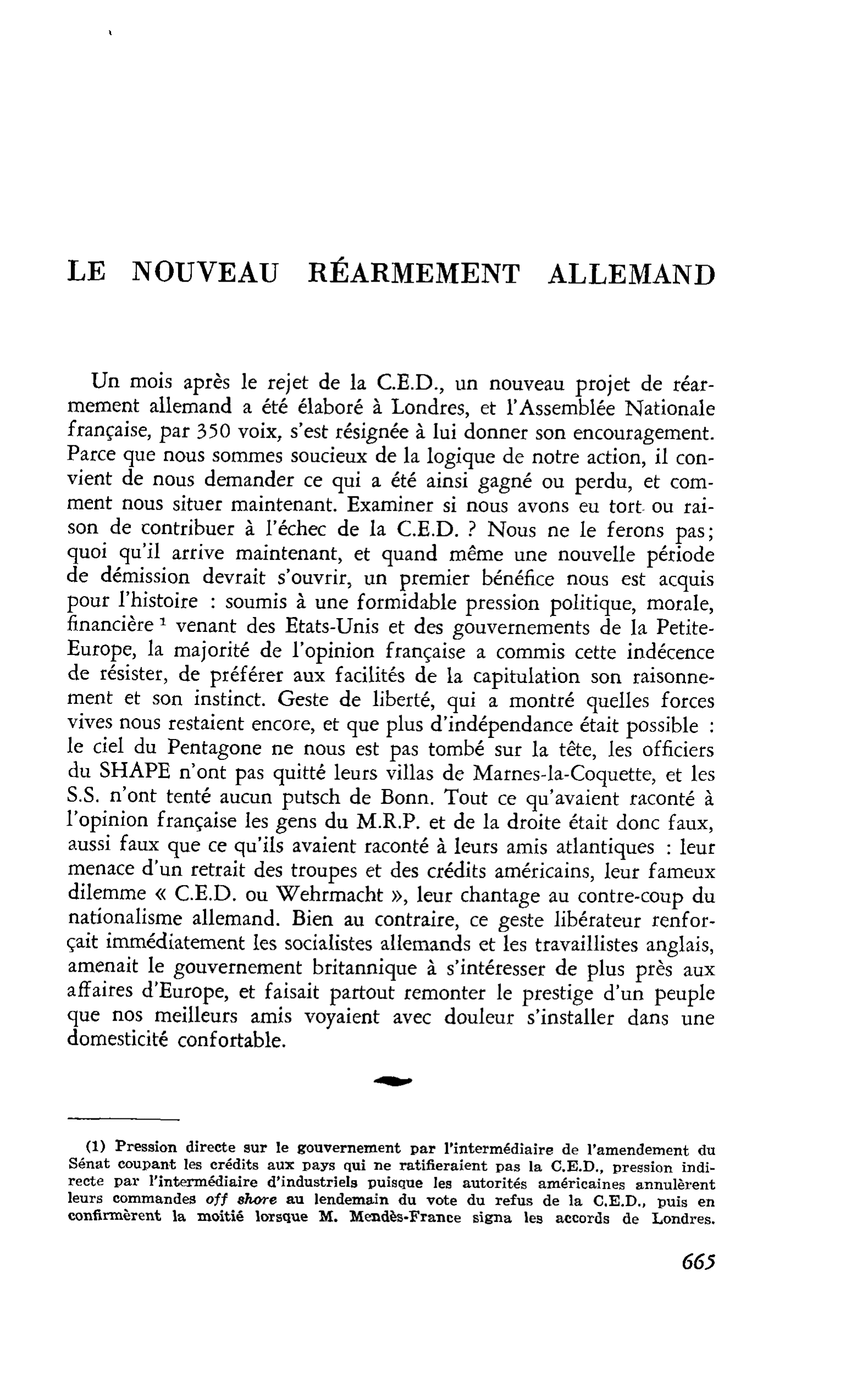 LE NOUVEAU RÉARMEMENT ALLEMAND