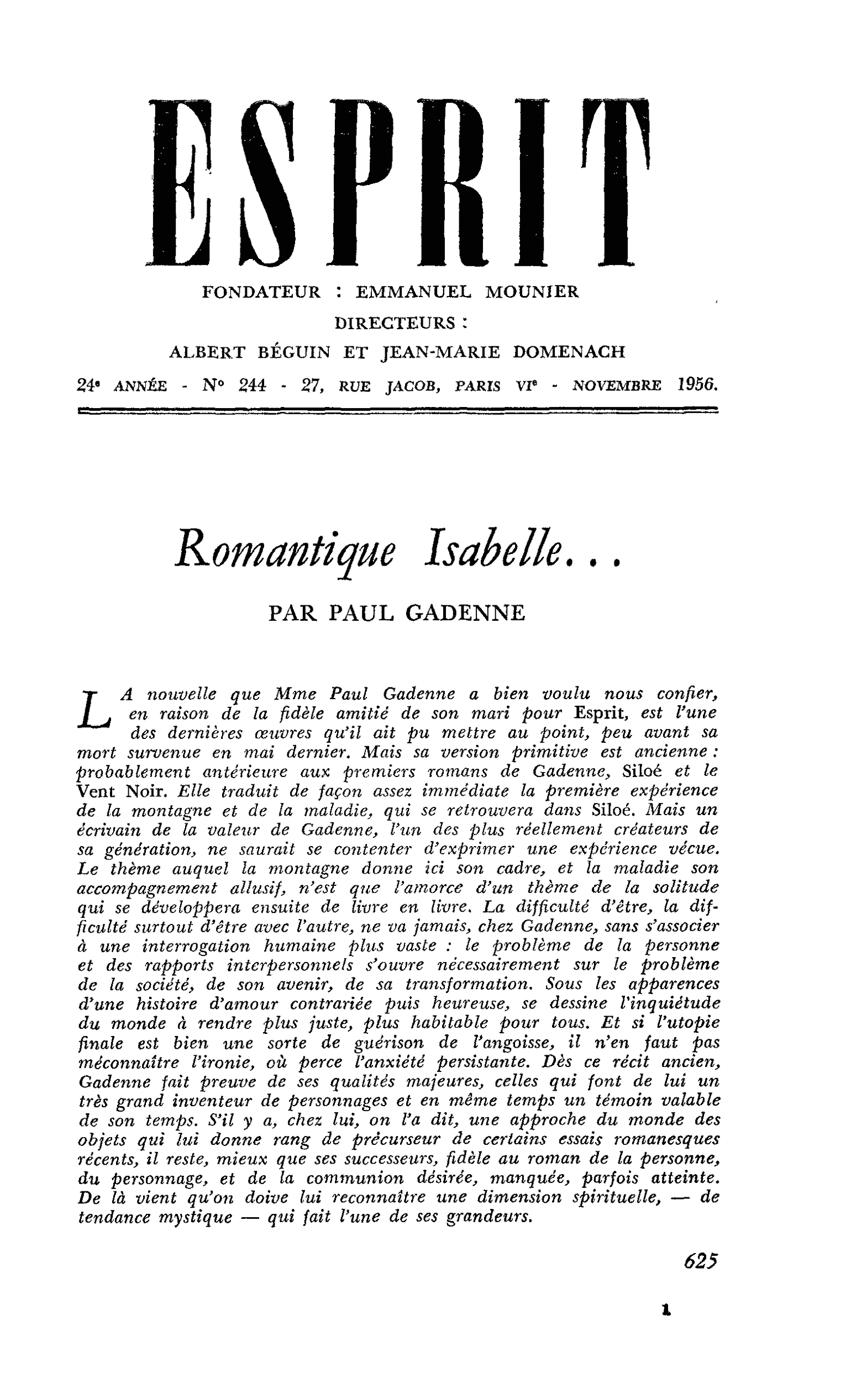 Romantique Isabelle…