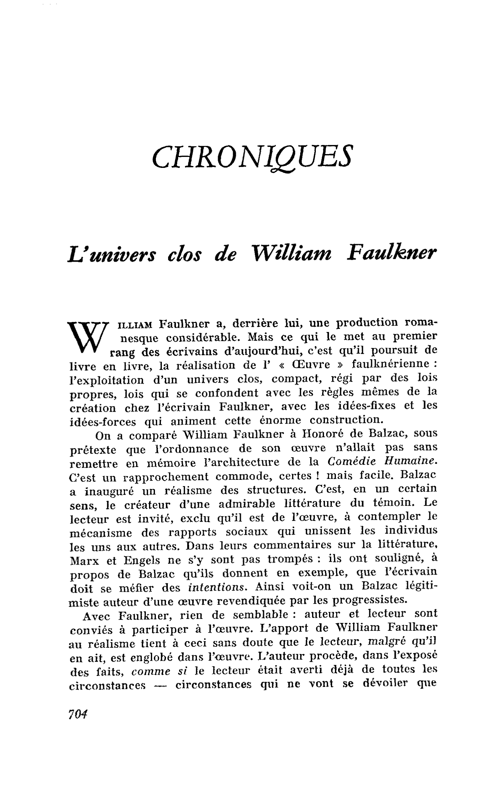 L’univers clos de William Faulkner