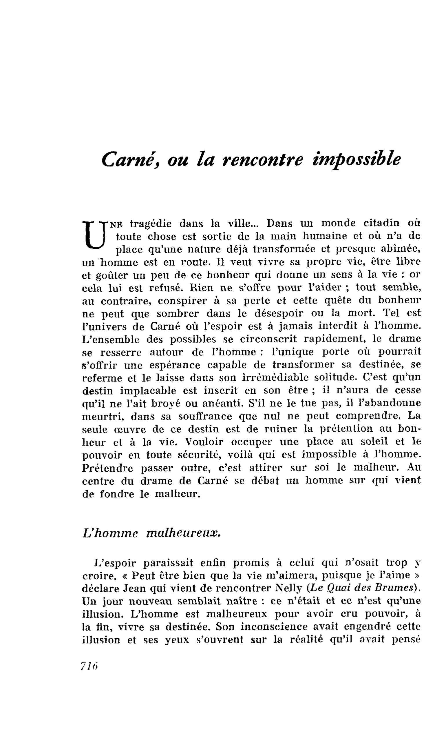 Carné, ou la rencontre impossible