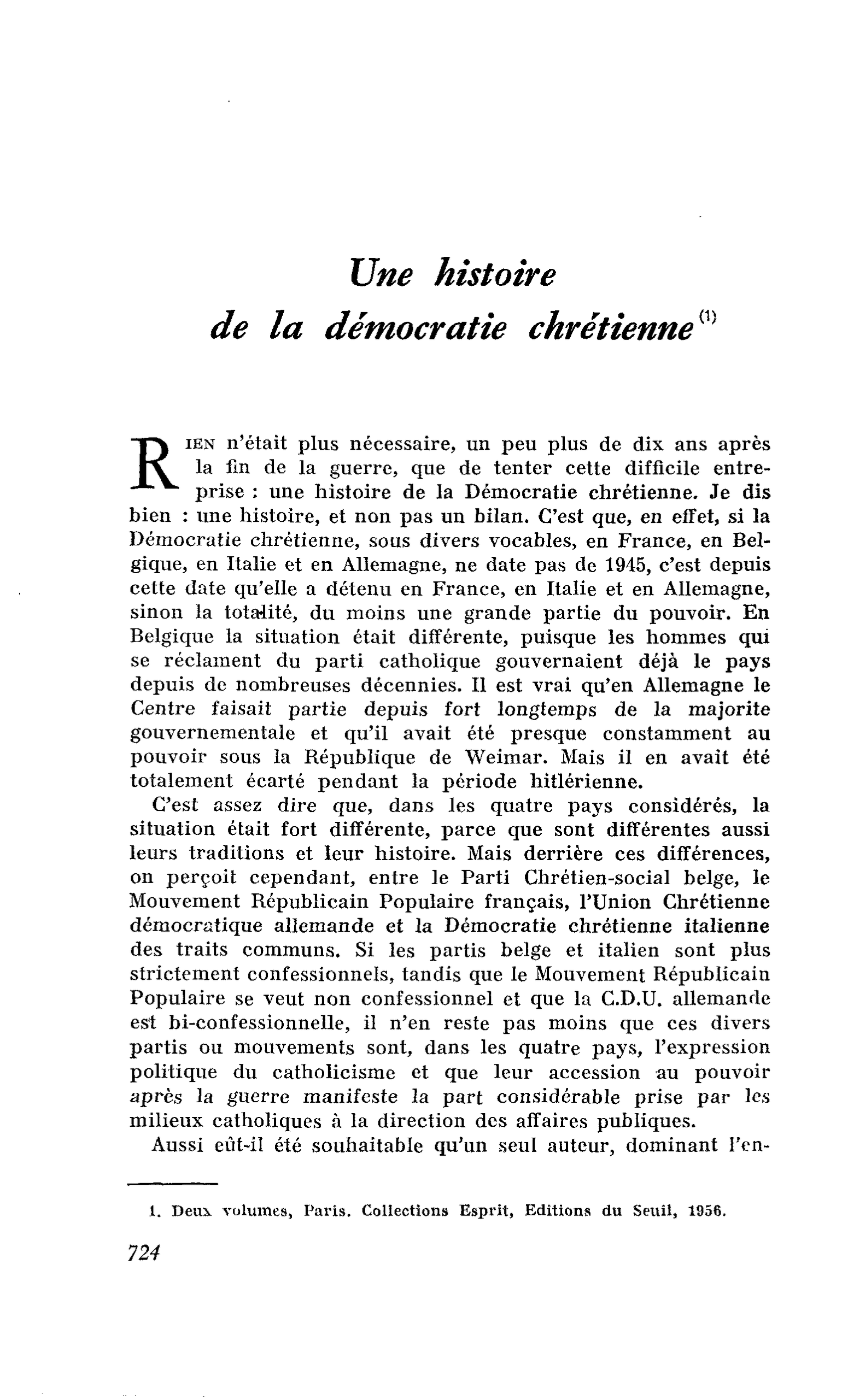 Une histoire de la démocratie chrétienne
