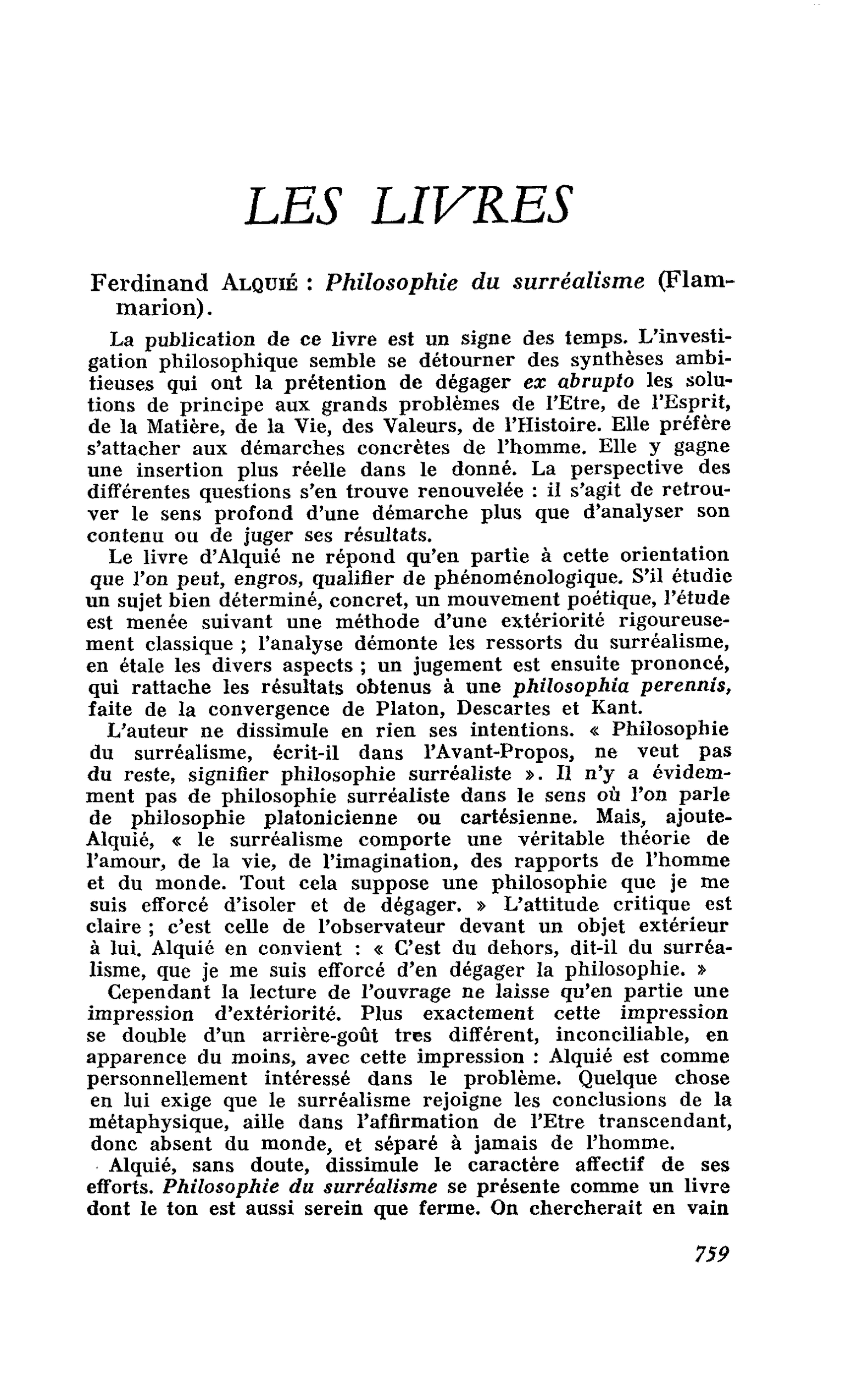 Ferdinand Alquié : Philosophie du surréalisme