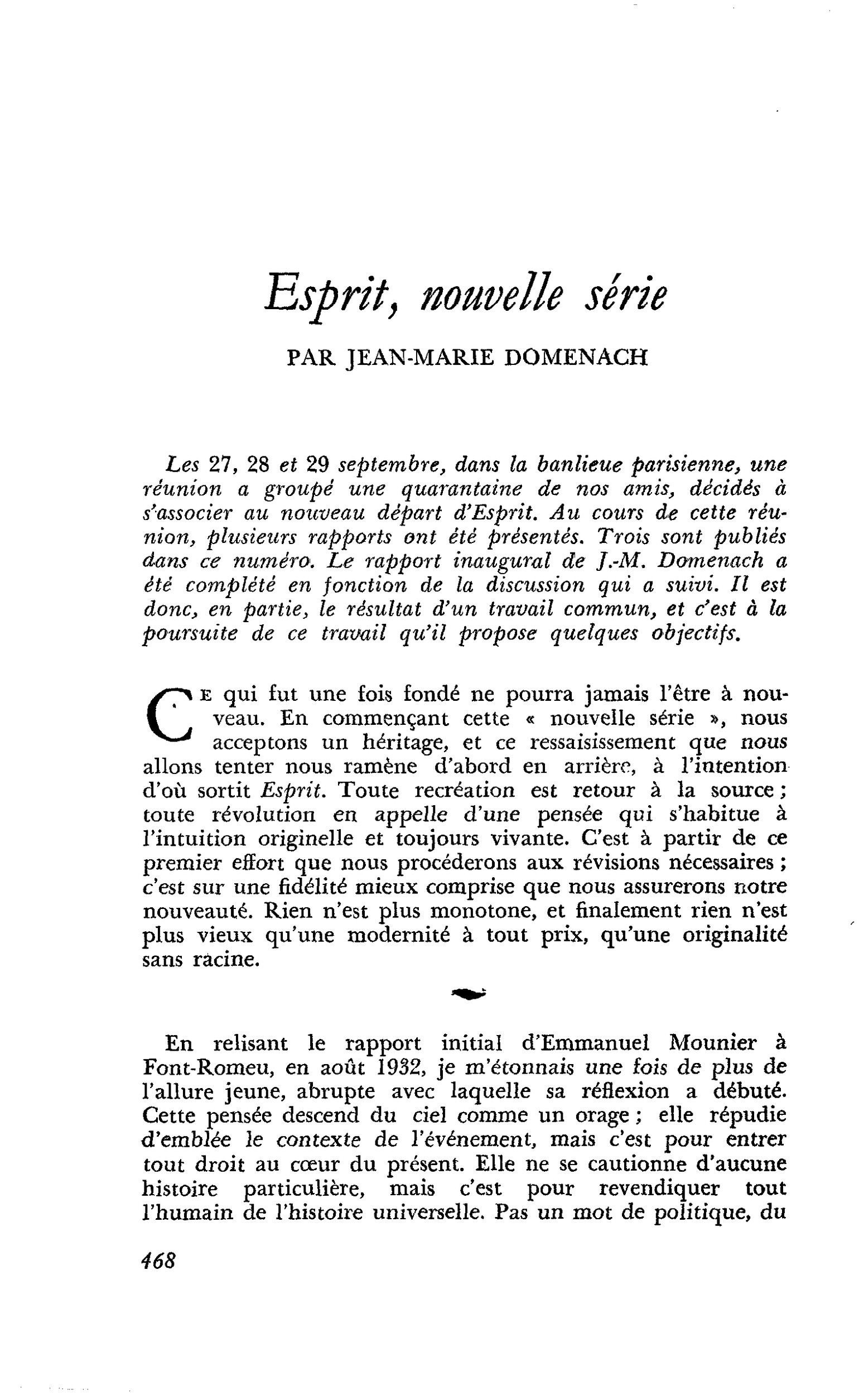 Esprit, nouvelle série