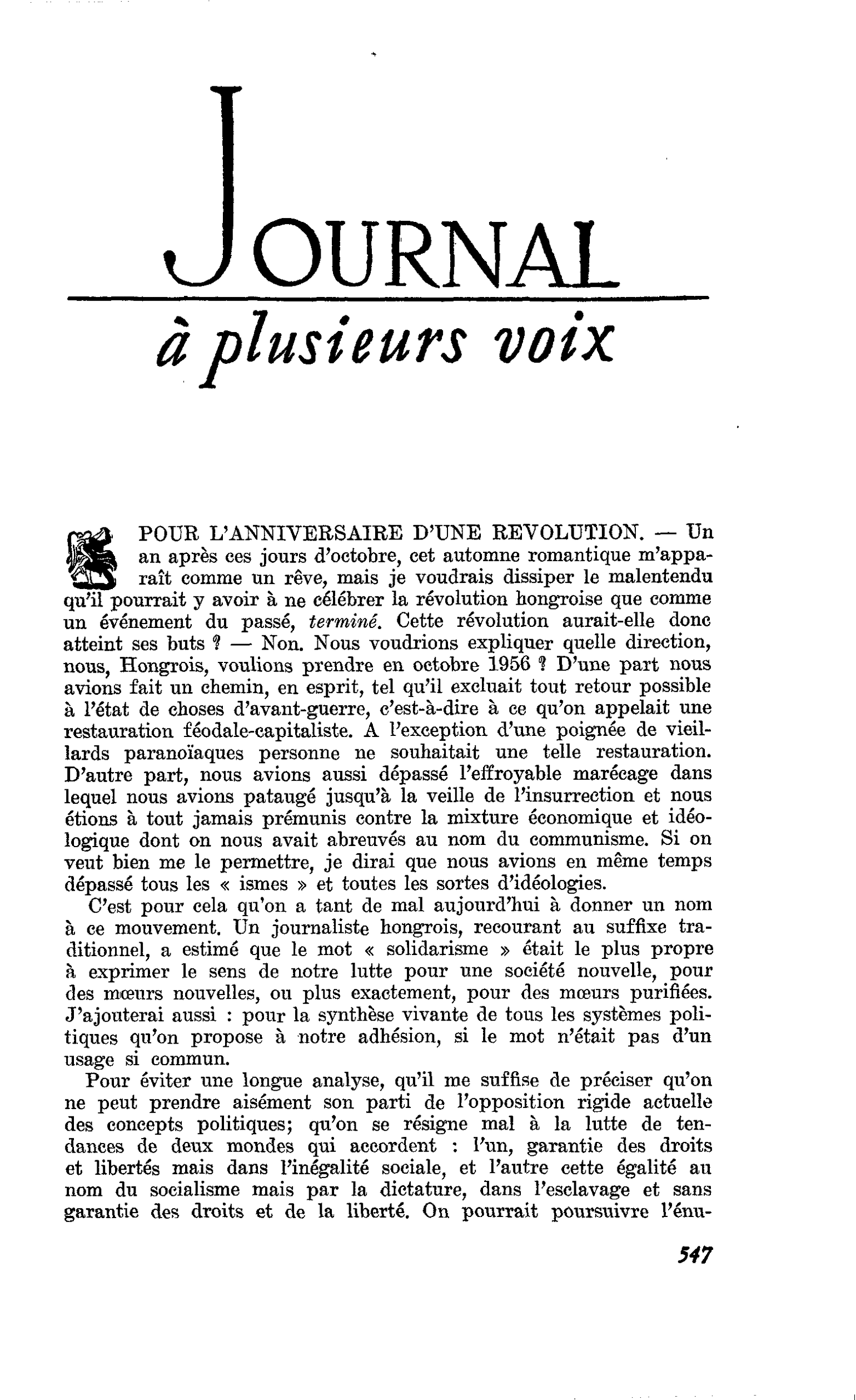 POUR L’ANNIVERSAIRE D’UNE REVOLUTION