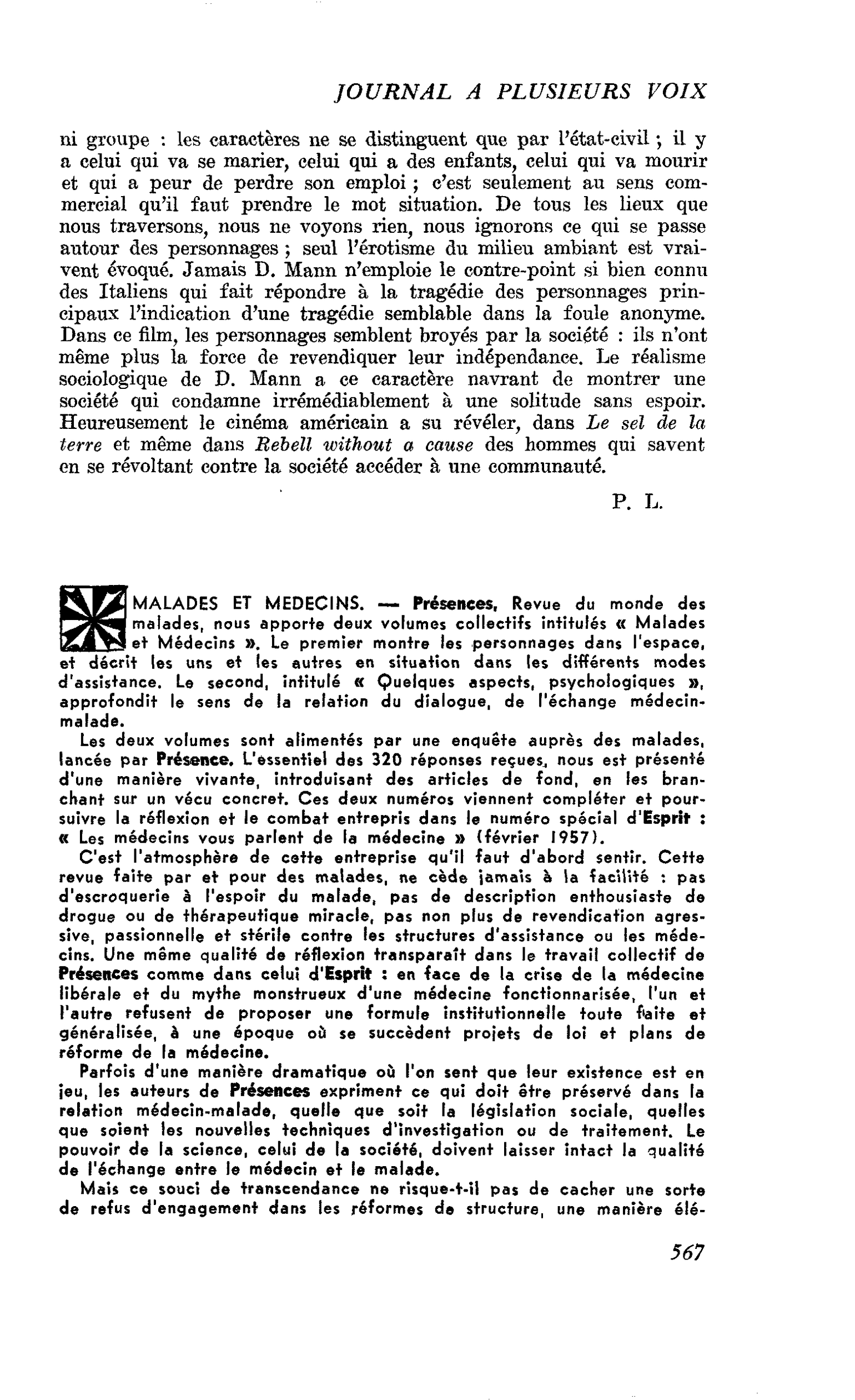 MALADES ET MEDECINS