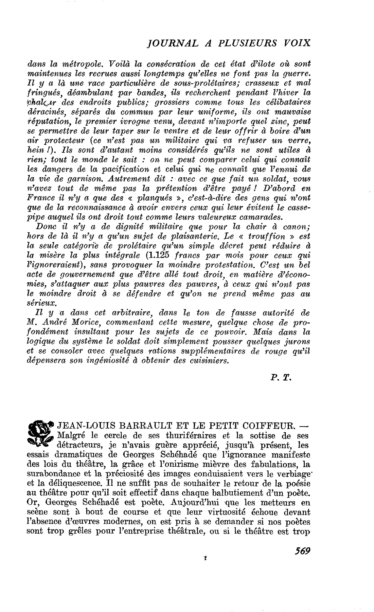 JEAN-LOUIS BARRAULT ET LE PETIT COIFFEUR