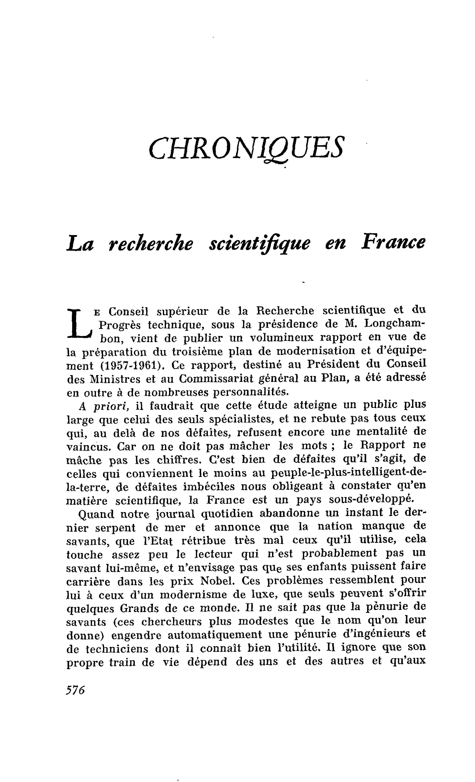 La recherche scientifique en France