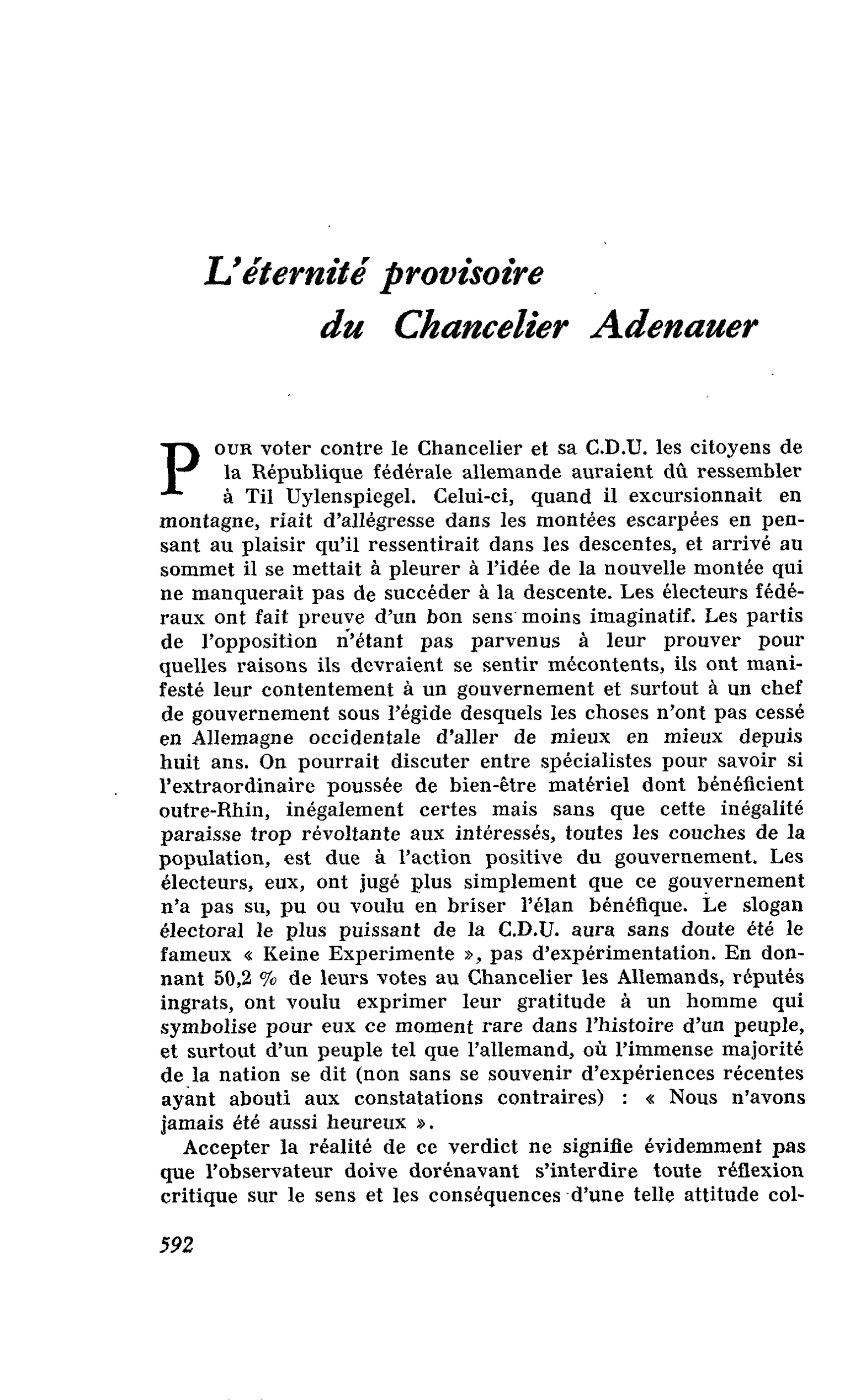 L’éternité provisoire du Chancelier Adenauer