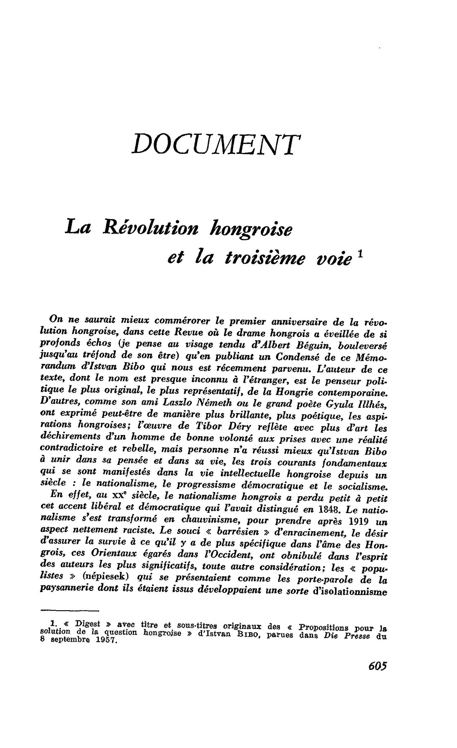La Révolution hongroise et la troisième voie
