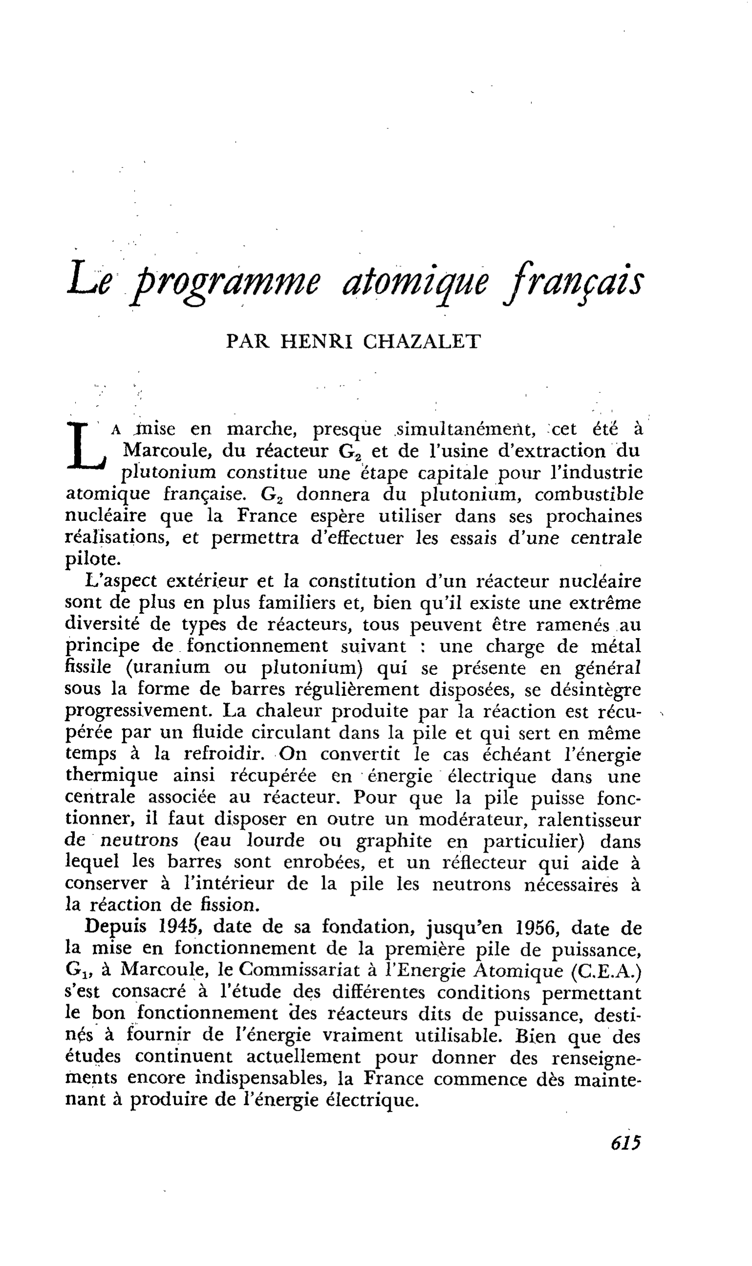 Le programme atomique français