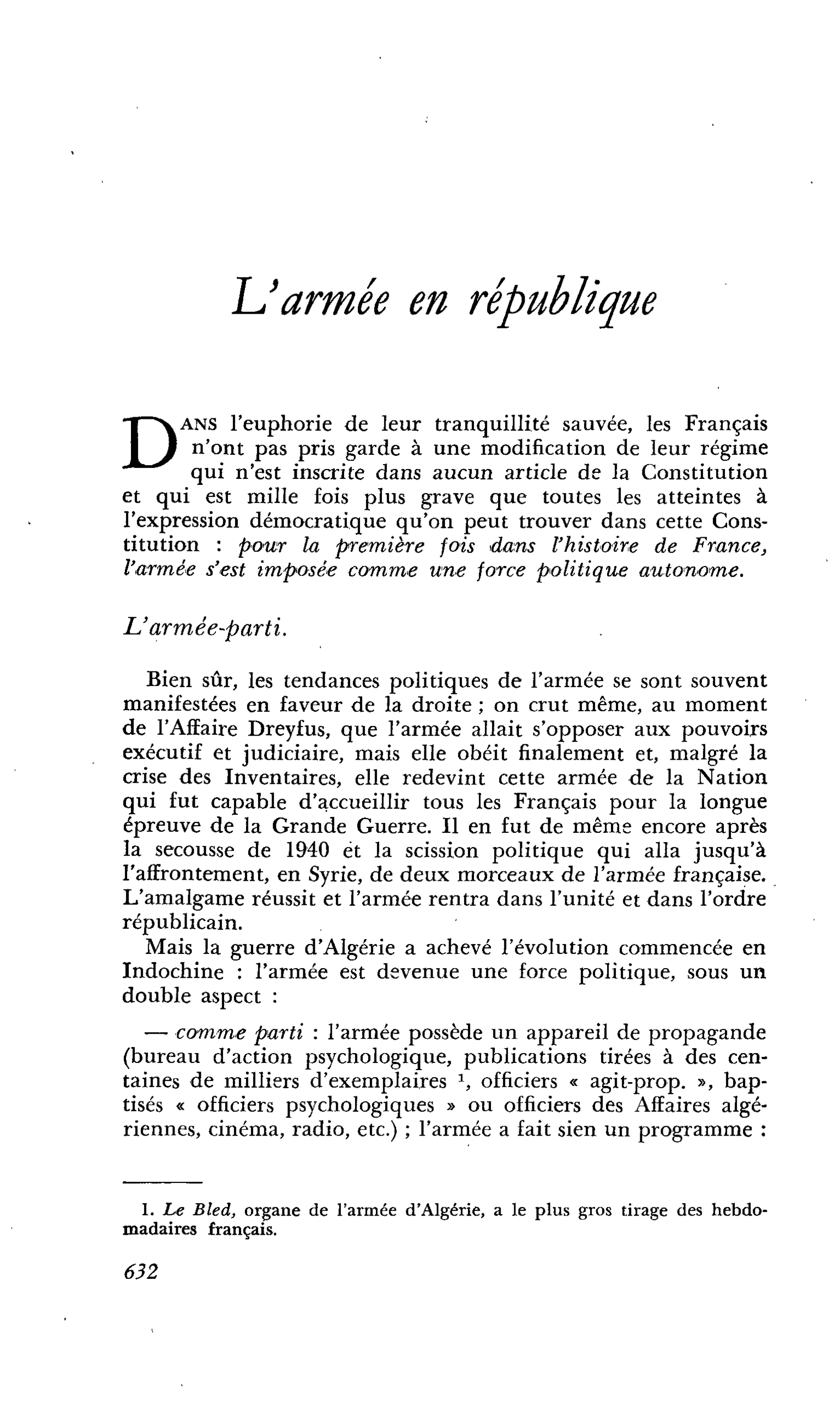 L’armée en république