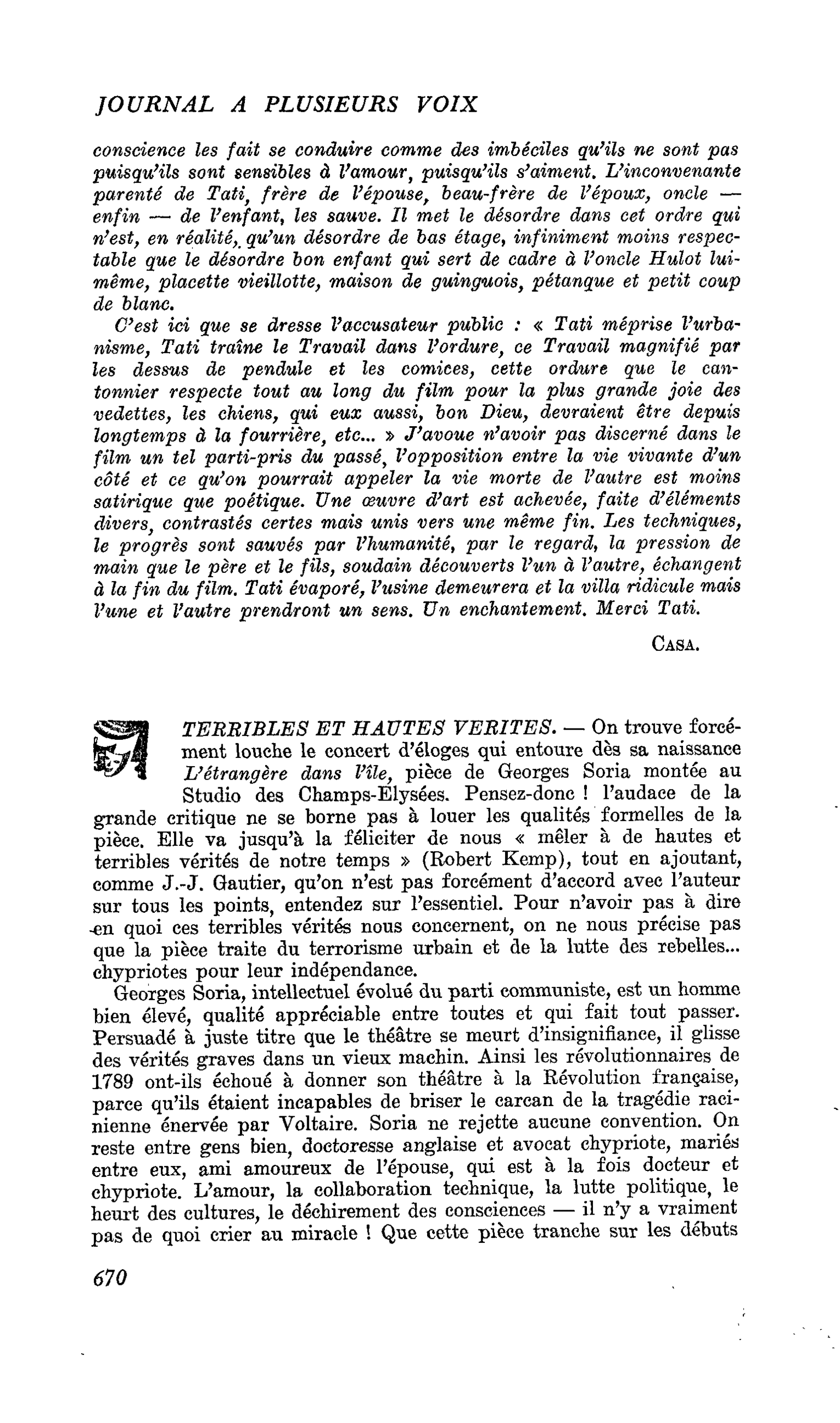 TERRIBLES ET HAUTES VERITES