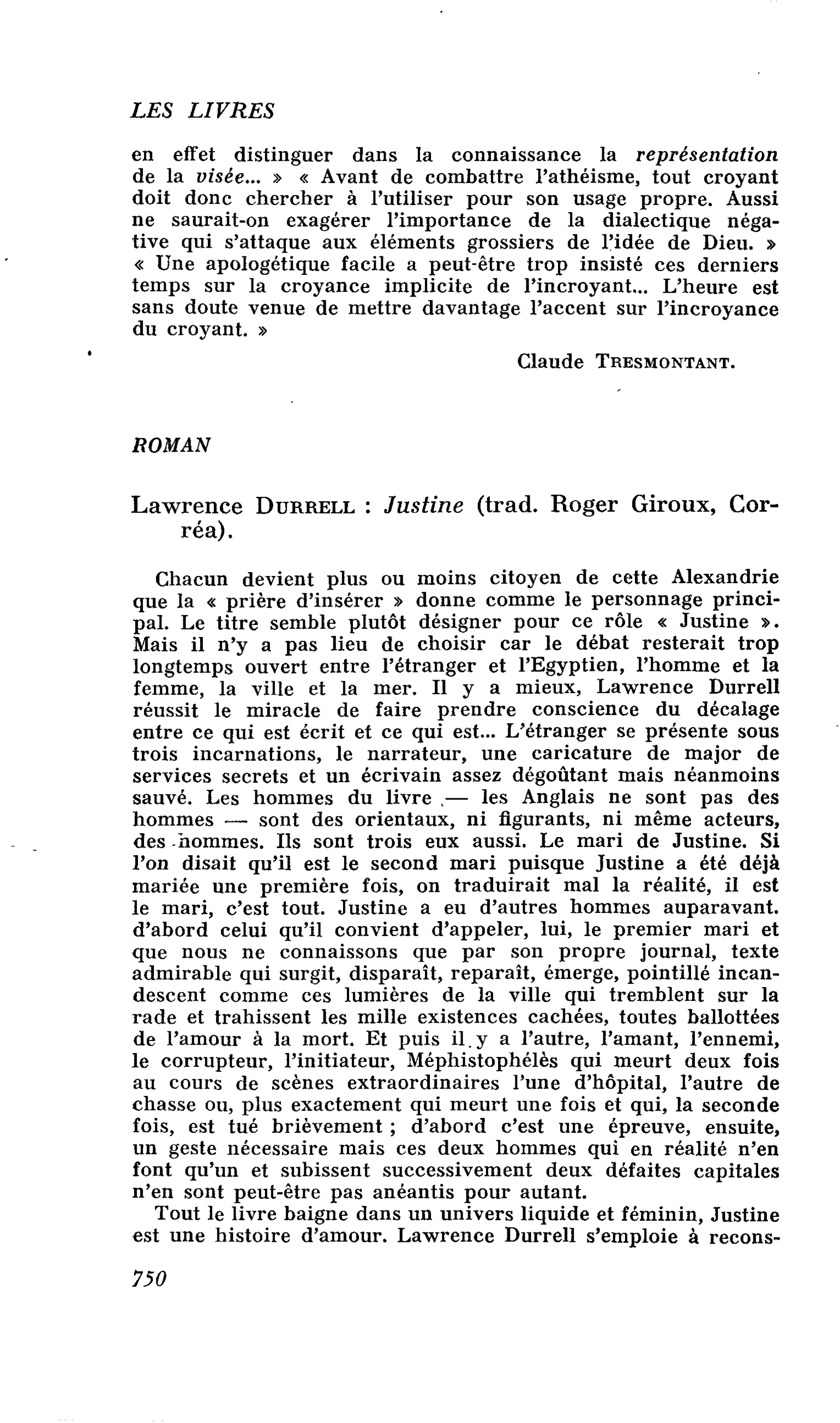 Lawrence Durrell : Justine
