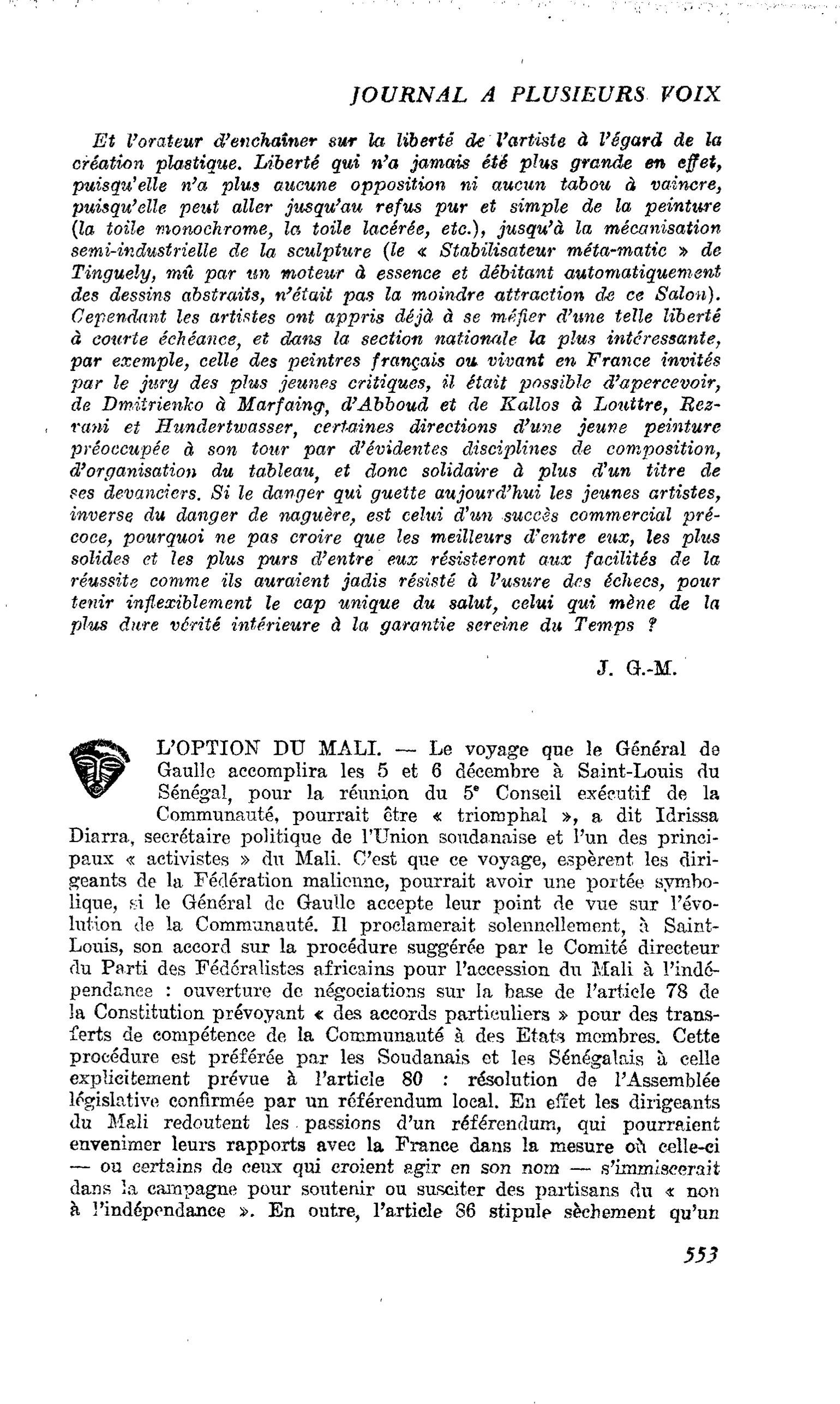 L’OPTION DU MALI